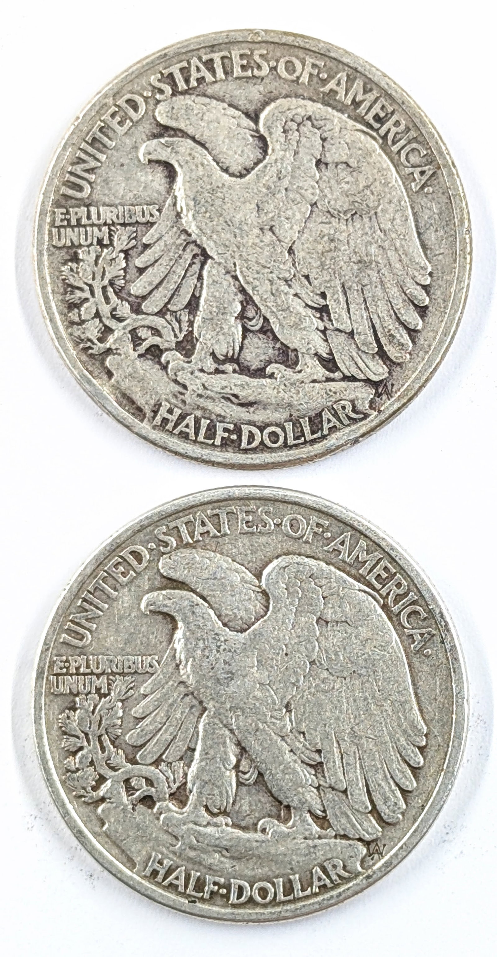 Lot of 2 Silver Walking Liberty Half Dollars- 1942, 1943 - 2