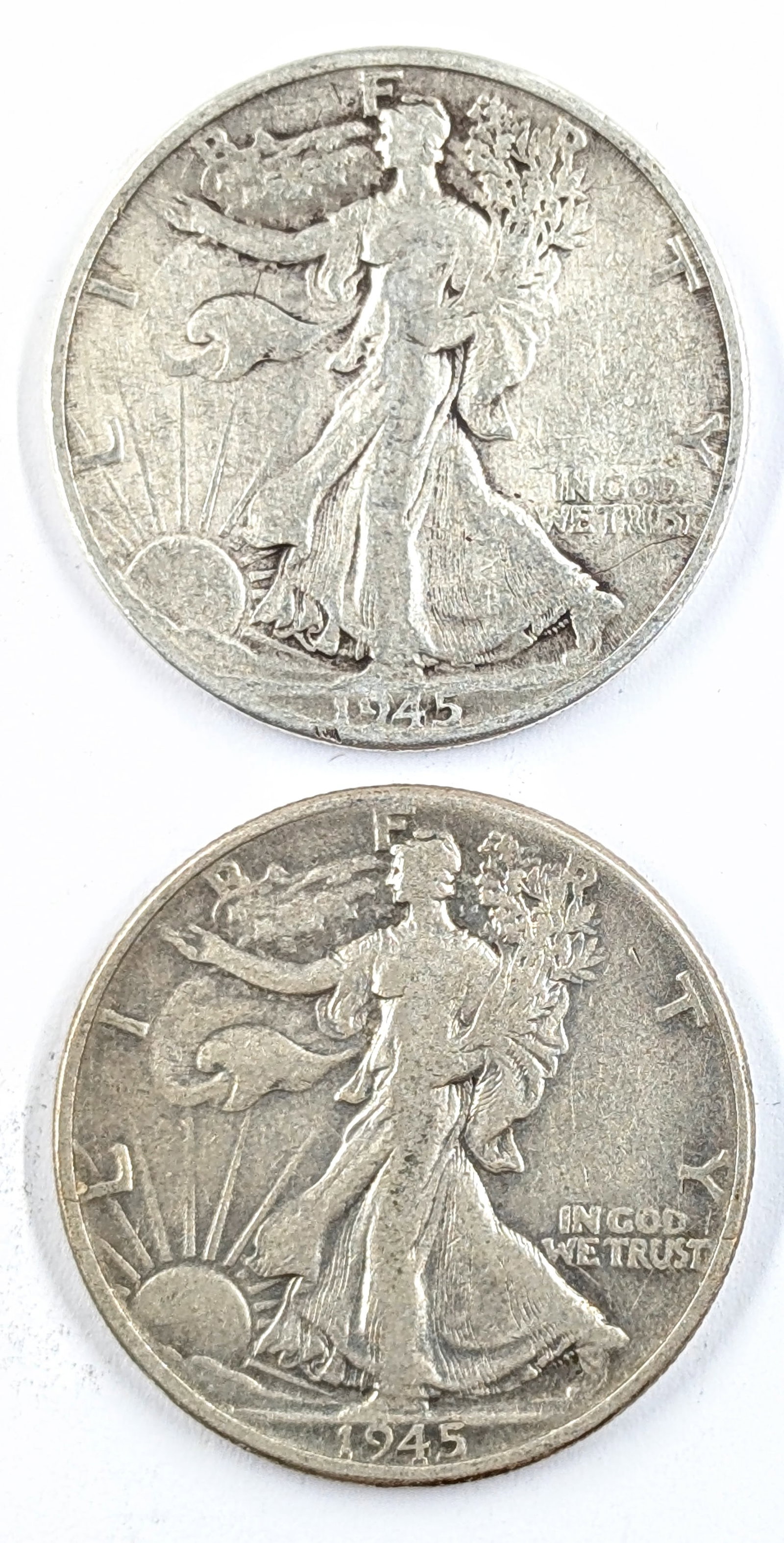 Lot of 2 Silver Walking Liberty Half Dollars -1945 P/D: Silver