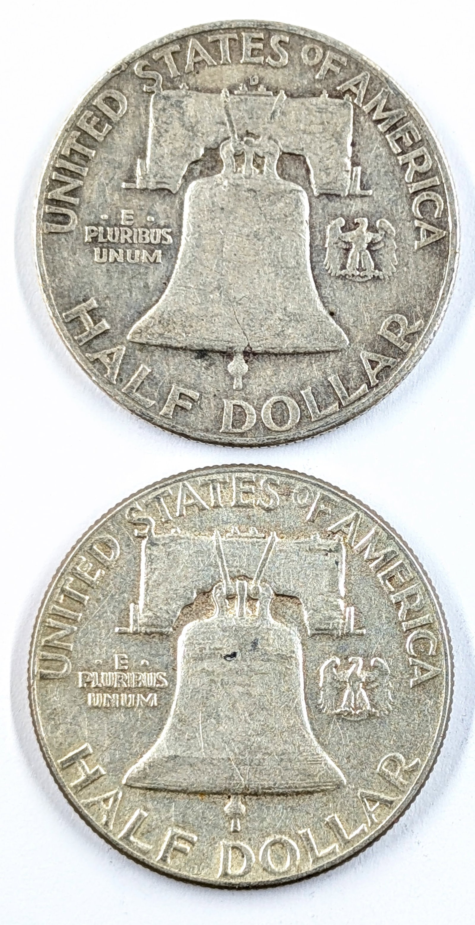 Lot of 2 Silver Franklin Half Dollars- 1953-D, 1954 - 2