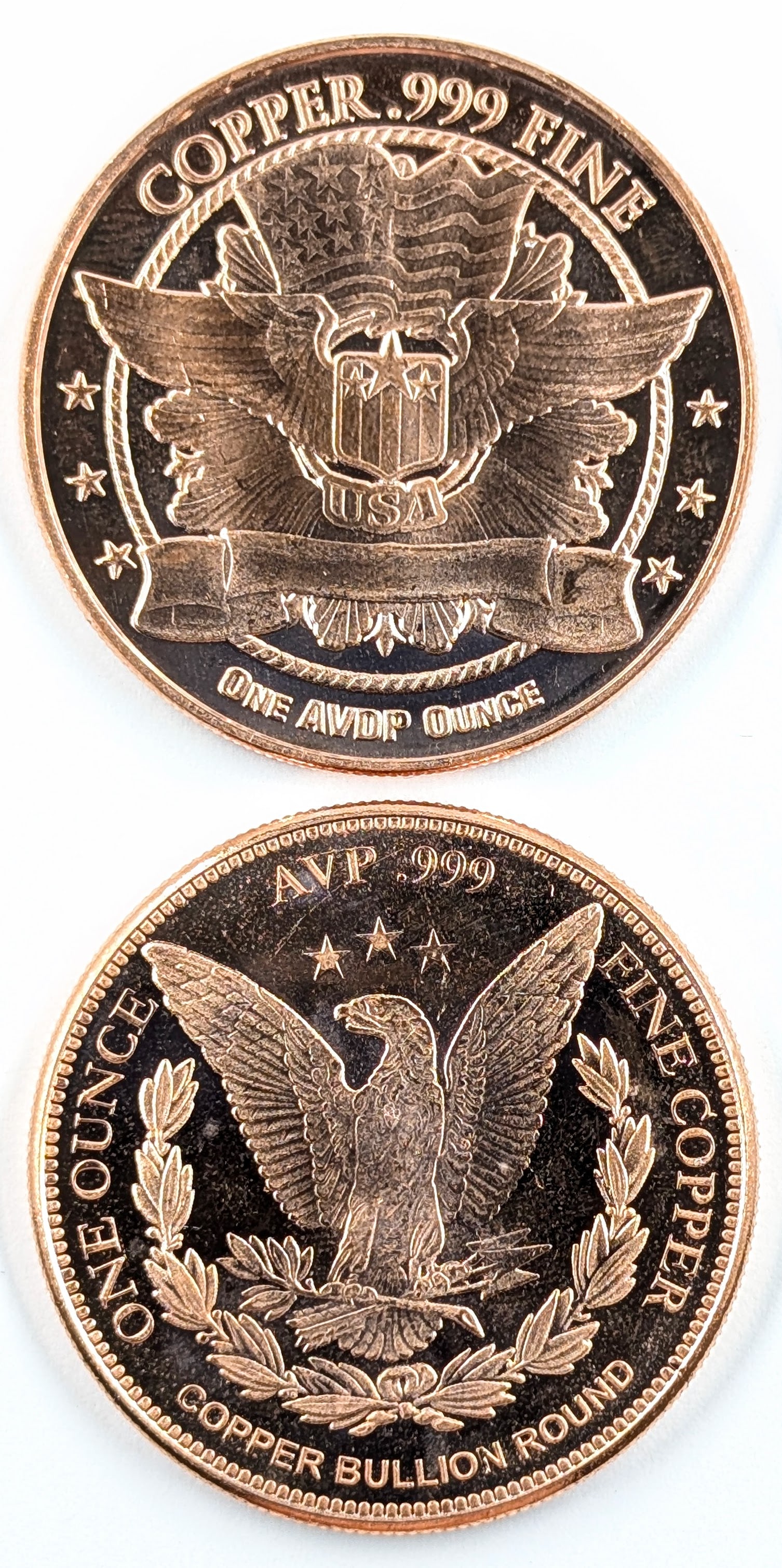 Lot of 2 - 1 Ounce (each) Fine .999 Copper Rounds- Lincoln, Morgan - 2
