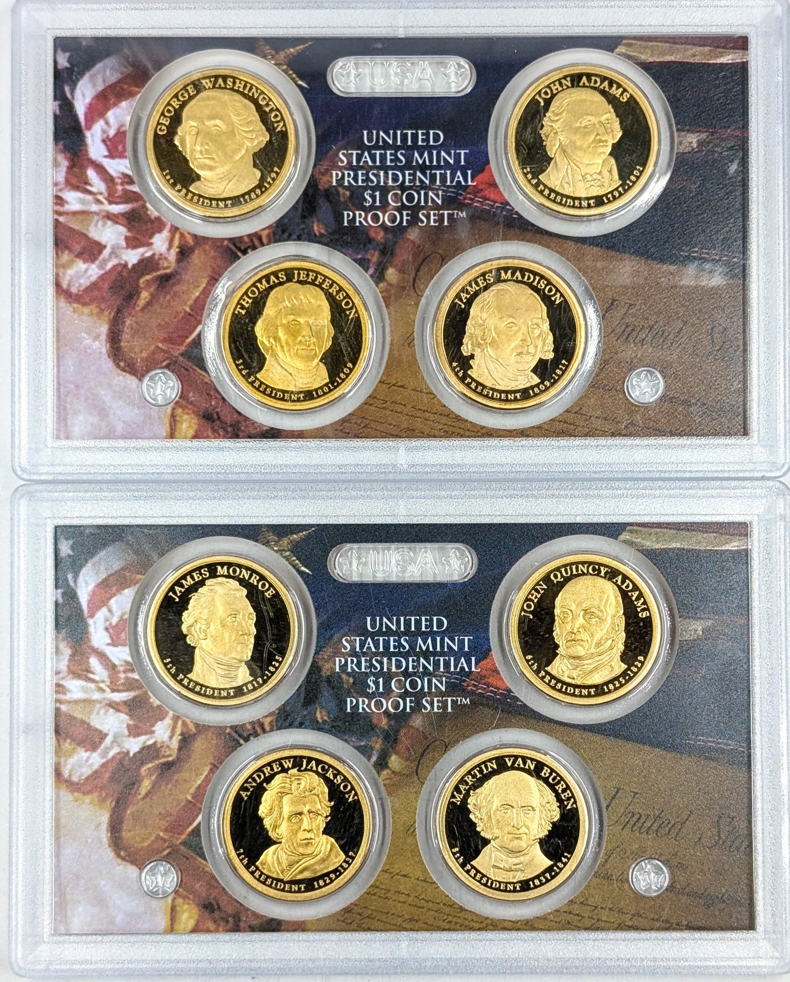 Lot of 2 US Mint Presidential $1 Coin Proof Sets- 2007, 2008 (1 of 2)