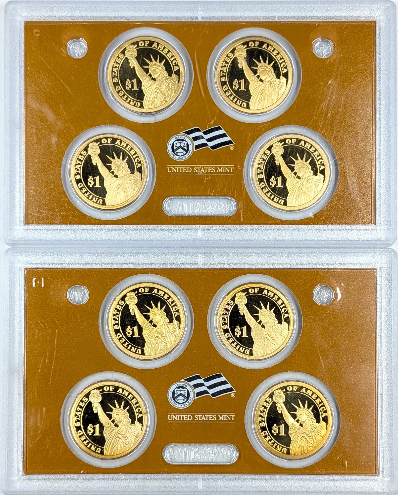 Lot of 2 US Mint Presidential $1 Coin Proof Sets- 2007, 2008 - 2