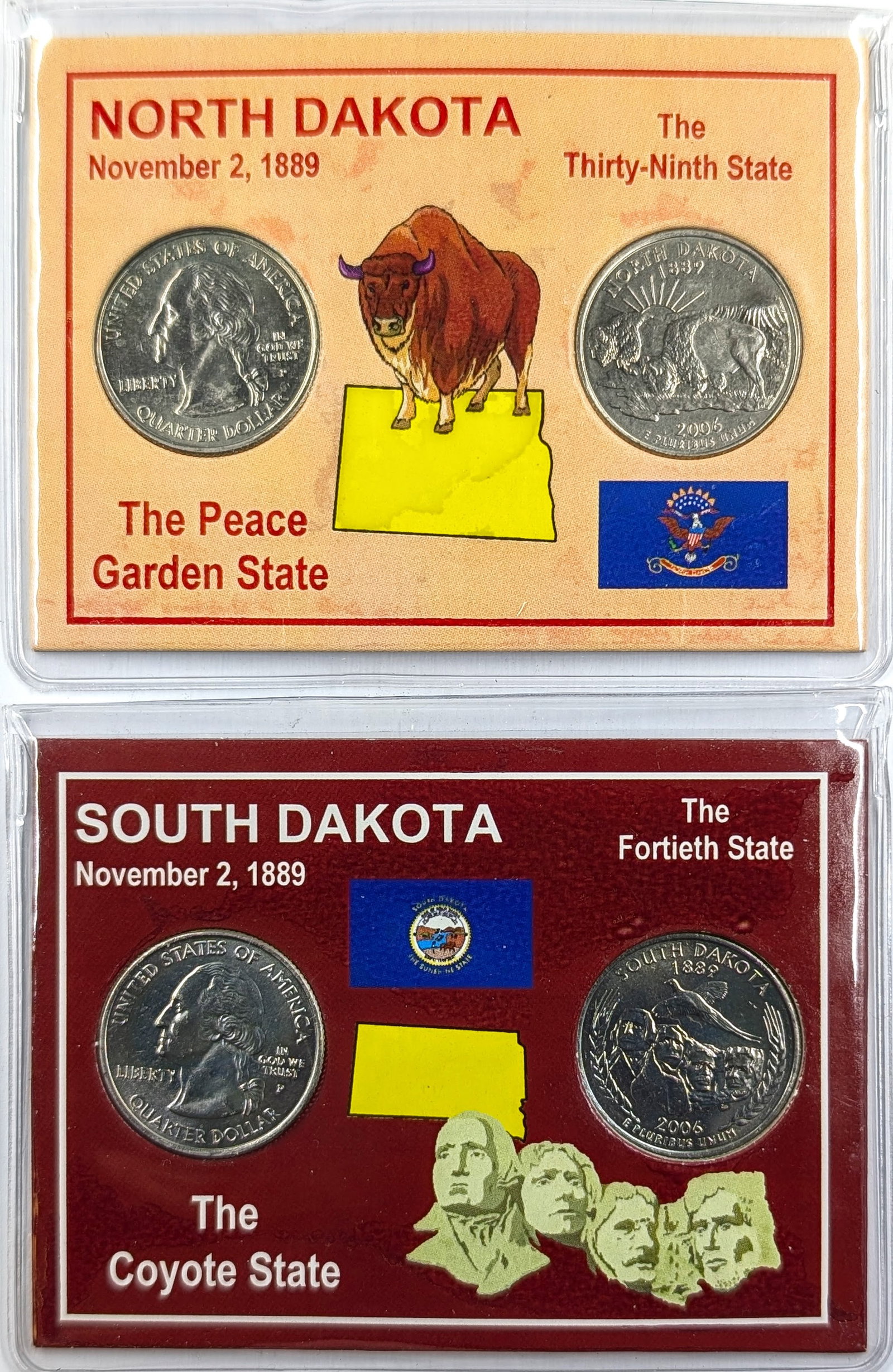 Lot of 2- 2006 P/D North and South Dakota State Quarter 2 Coin Sets: Coin