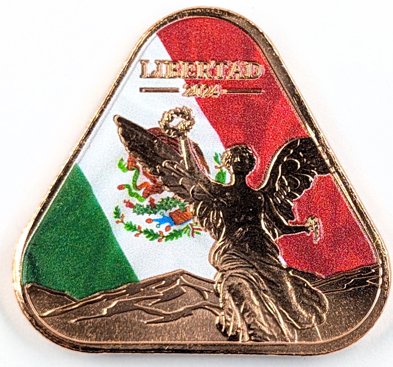 1 Ounce Fine .999 Copper Triangle- 2024 Mexican Libertad: Copper