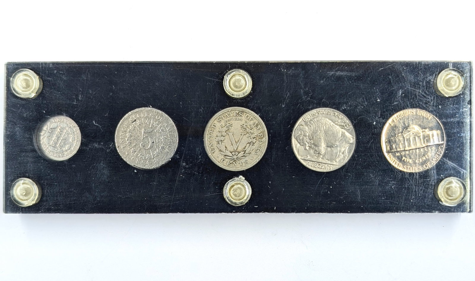US Type Nickels in Capitol case - Includes 1853 Silver Half Dime w/ Arrows - 2
