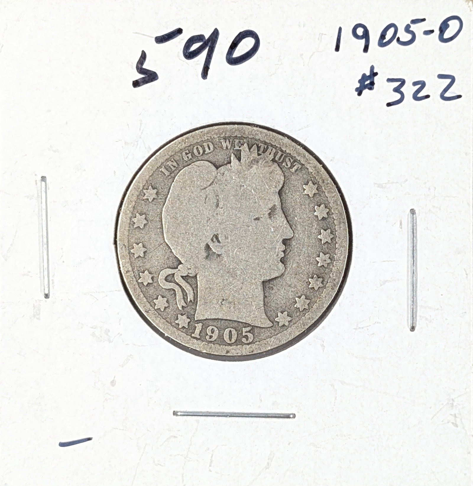 FEATURE 1905-O Silver Barber Quarter - Semi-Key Date (1 of 2)