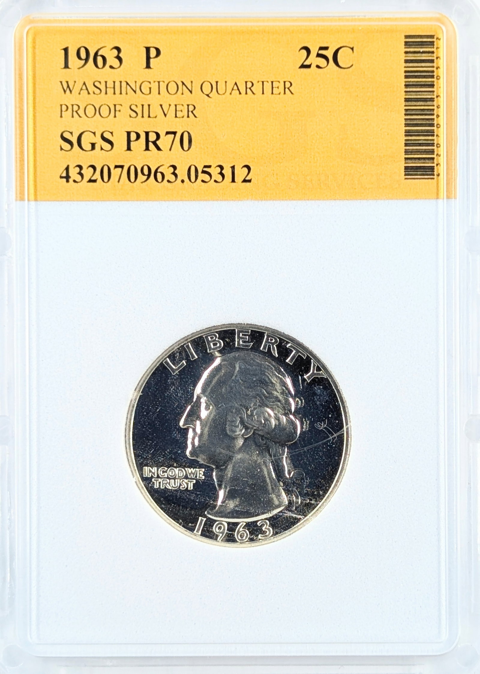 SGS 1963 PR70 Silver Washington Quarter: Silver