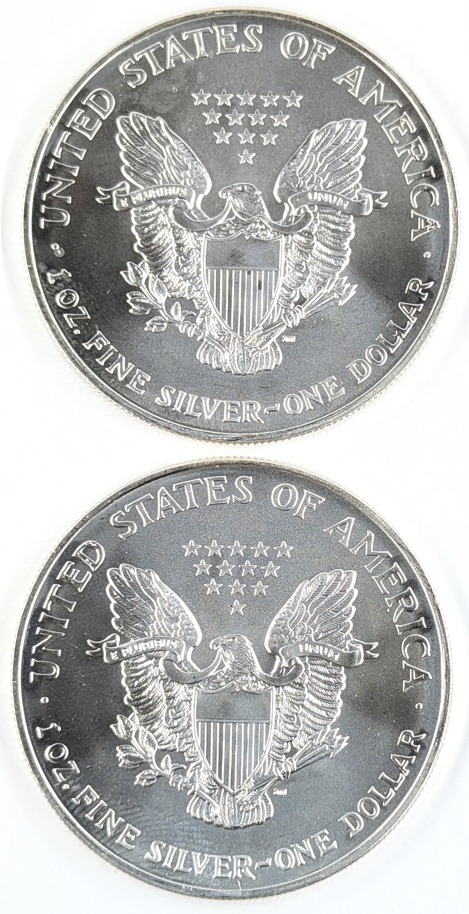 Lot of 2 American Silver Eagle Dollars- Both 2002 - 2