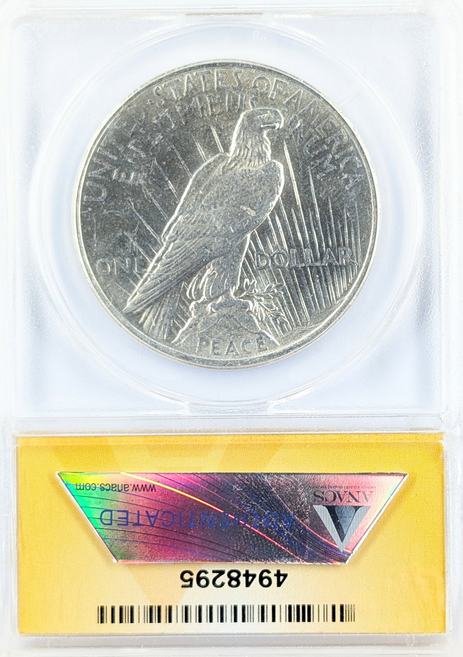ANACS 1922 AU58 Silver Peace Dollar - 2