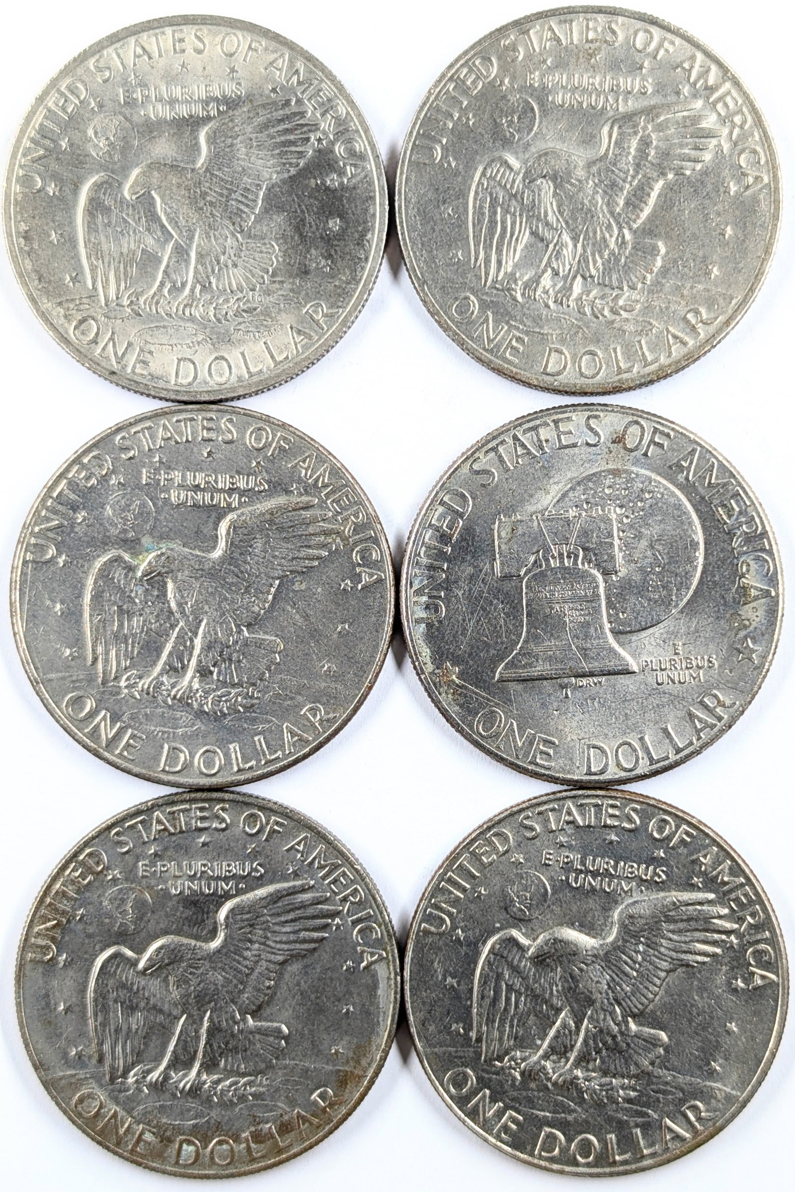 Lot of 6 Eisenhower "Ike" Dollars - 1971-1978 - 2