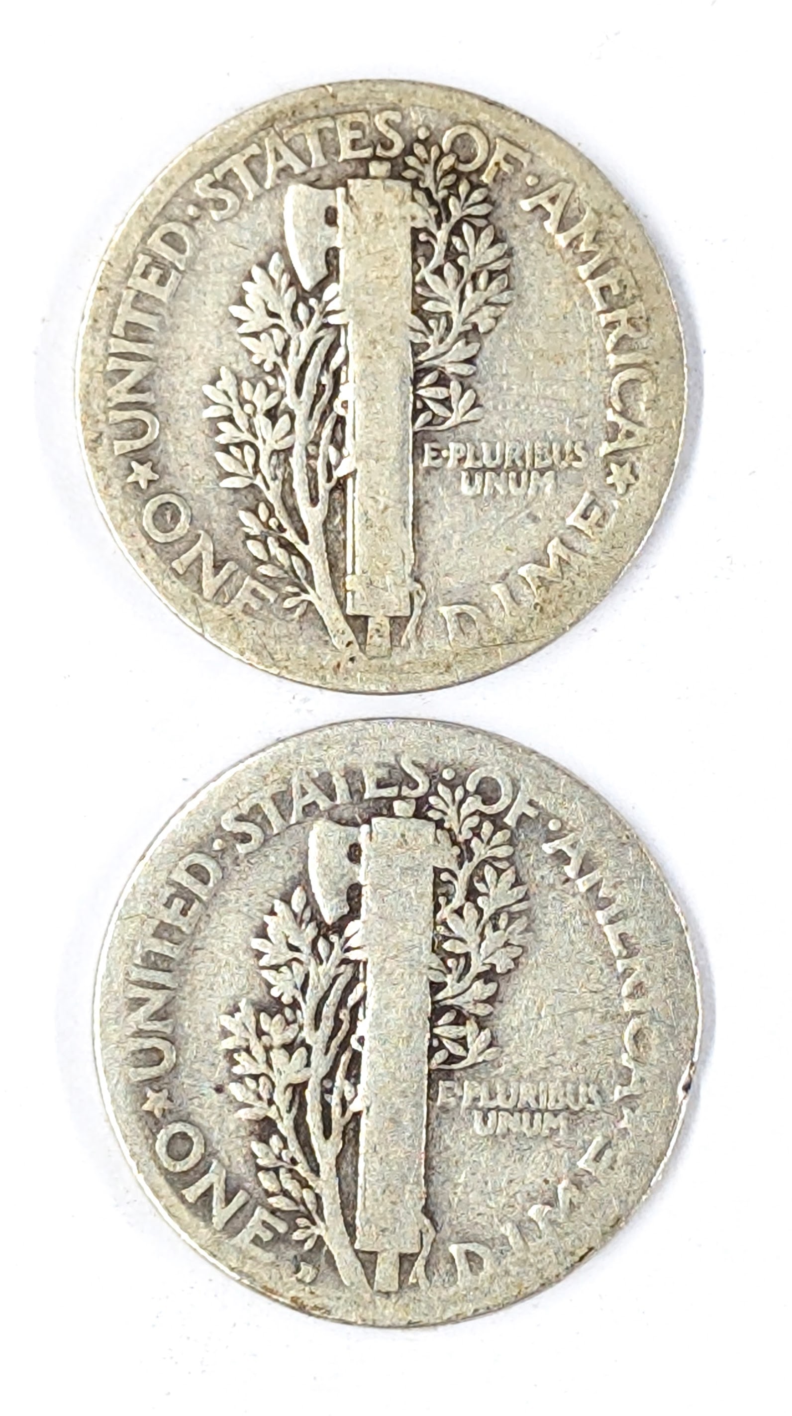 Lot of 2 Silver Mercury Dimes - 1918, 1919-D - 2