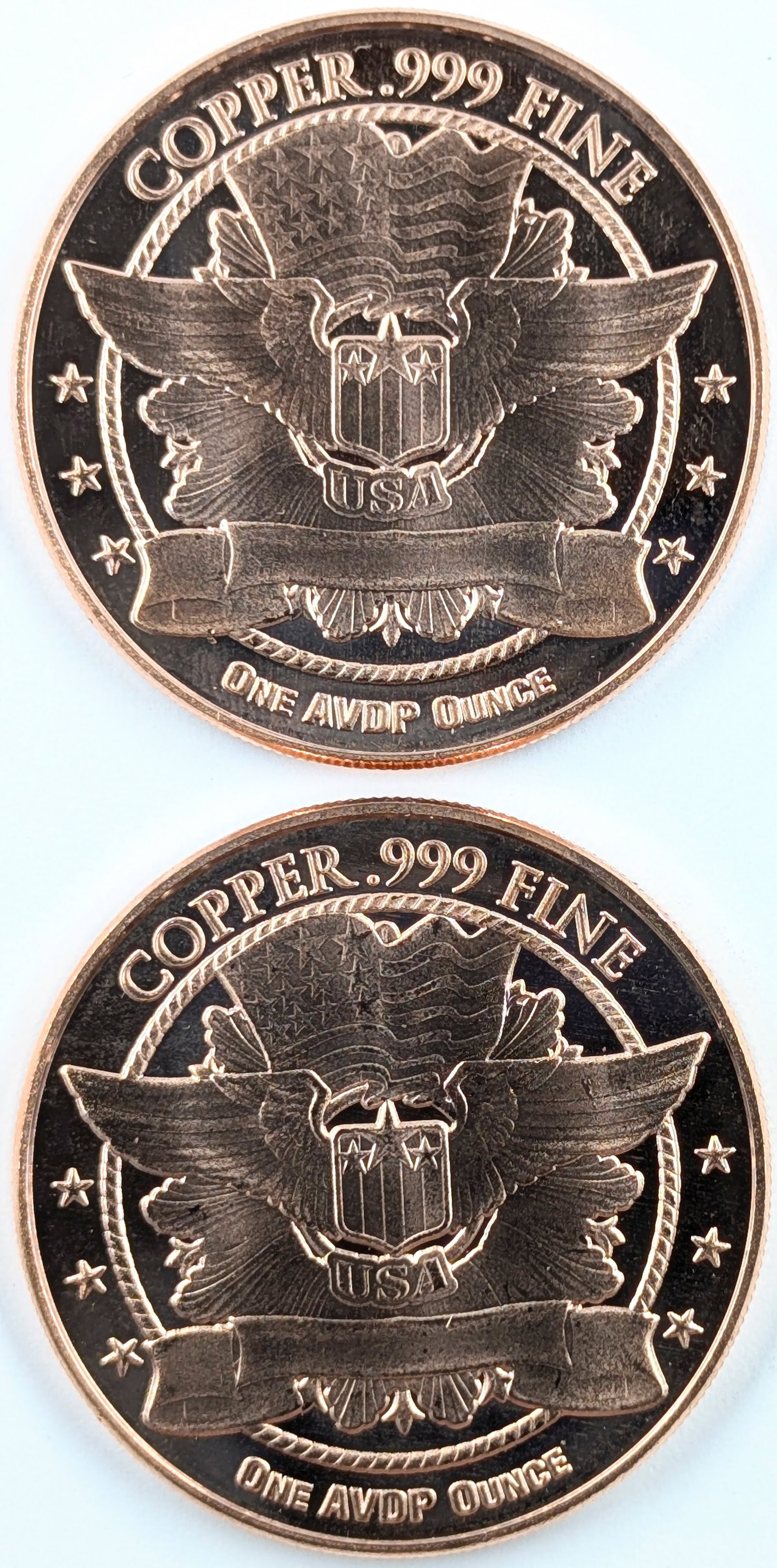 Lot of 2 - 1 Ounce (each) Fine .999 Copper Rounds - Lincoln - 2