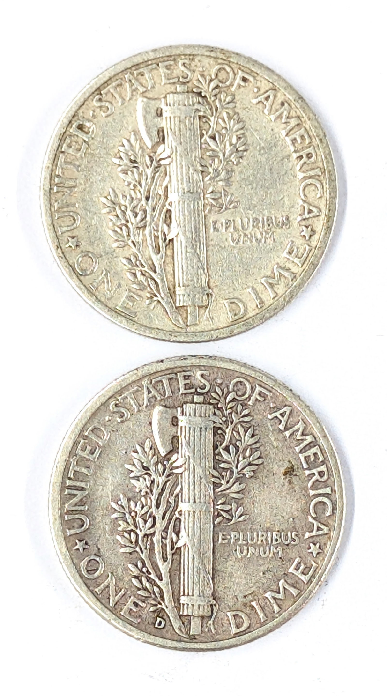 Lot of 2 Silver Mercury Dimes - 1940, 1945-D - 2