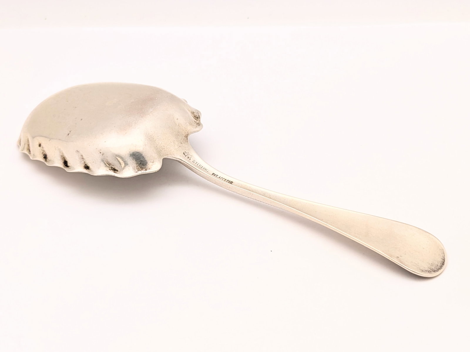 Vintage Whiting Sterling Silver Sugar Shell Spoon in the Bead Pattern - 35.46 - 4