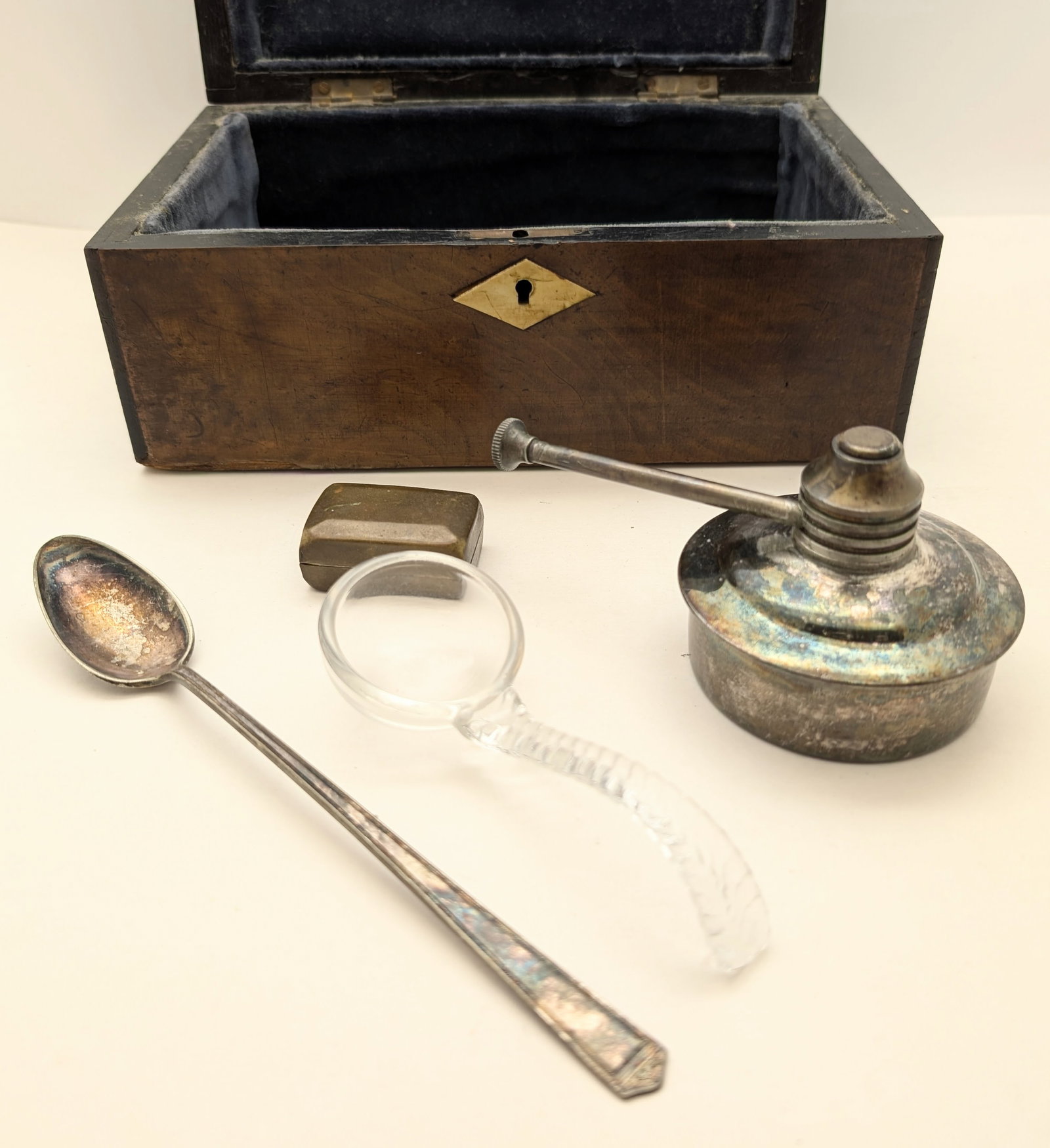 Lot of Box w/ 4 Vintage Items - Alcohol Burner, Spoon, Small Ladle, Small Box (1 of 18)