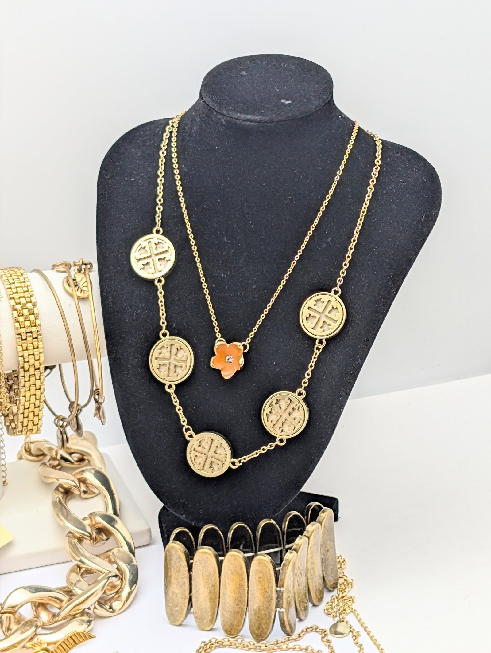 Large Lot of Gold tone Ladies Jewelry - Necklaces, Bracelets, Pendants, etc. - 3