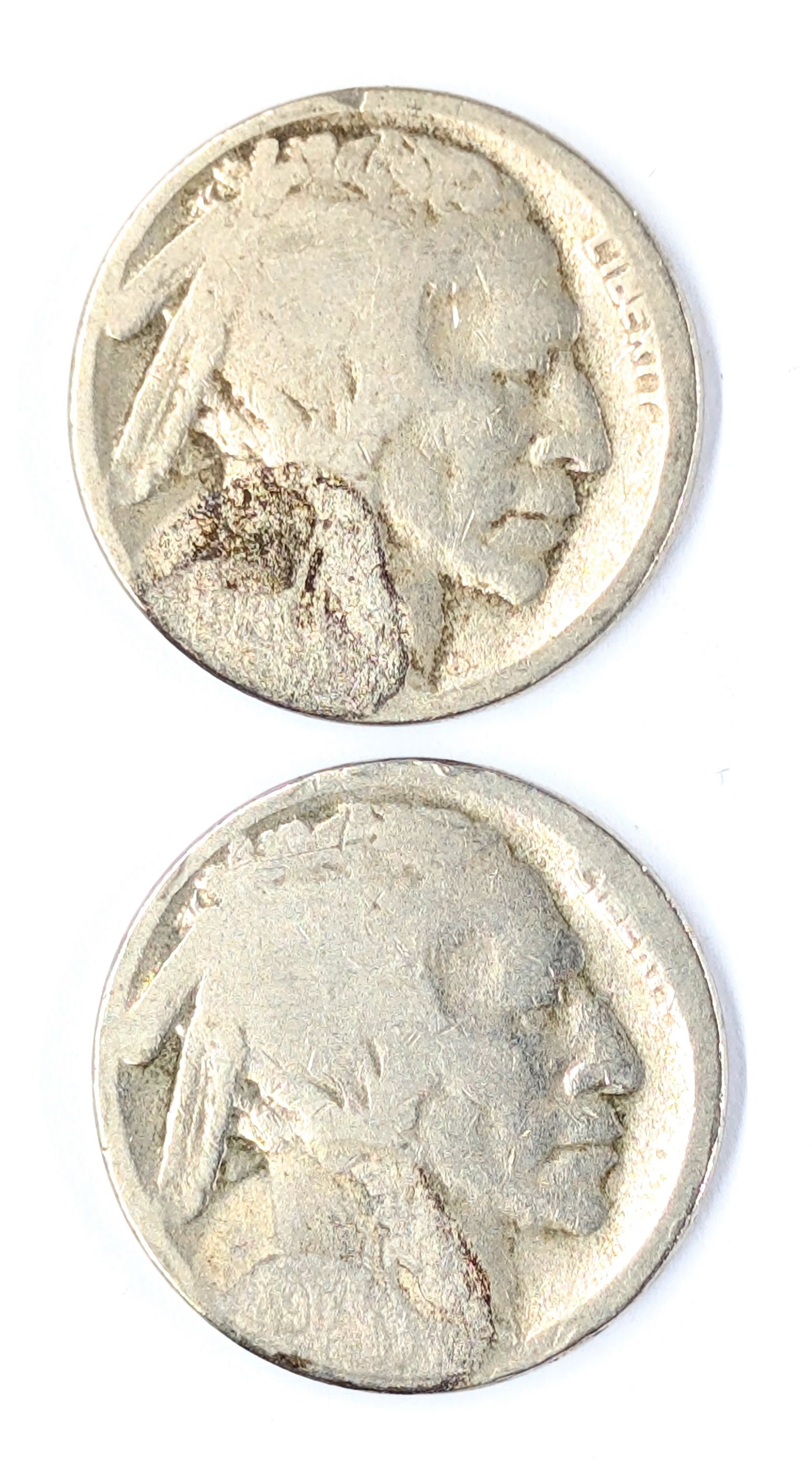 Lot of 2 Buffalo Head Nickels - 1916-S, 1917-S: Nic-A-Dated