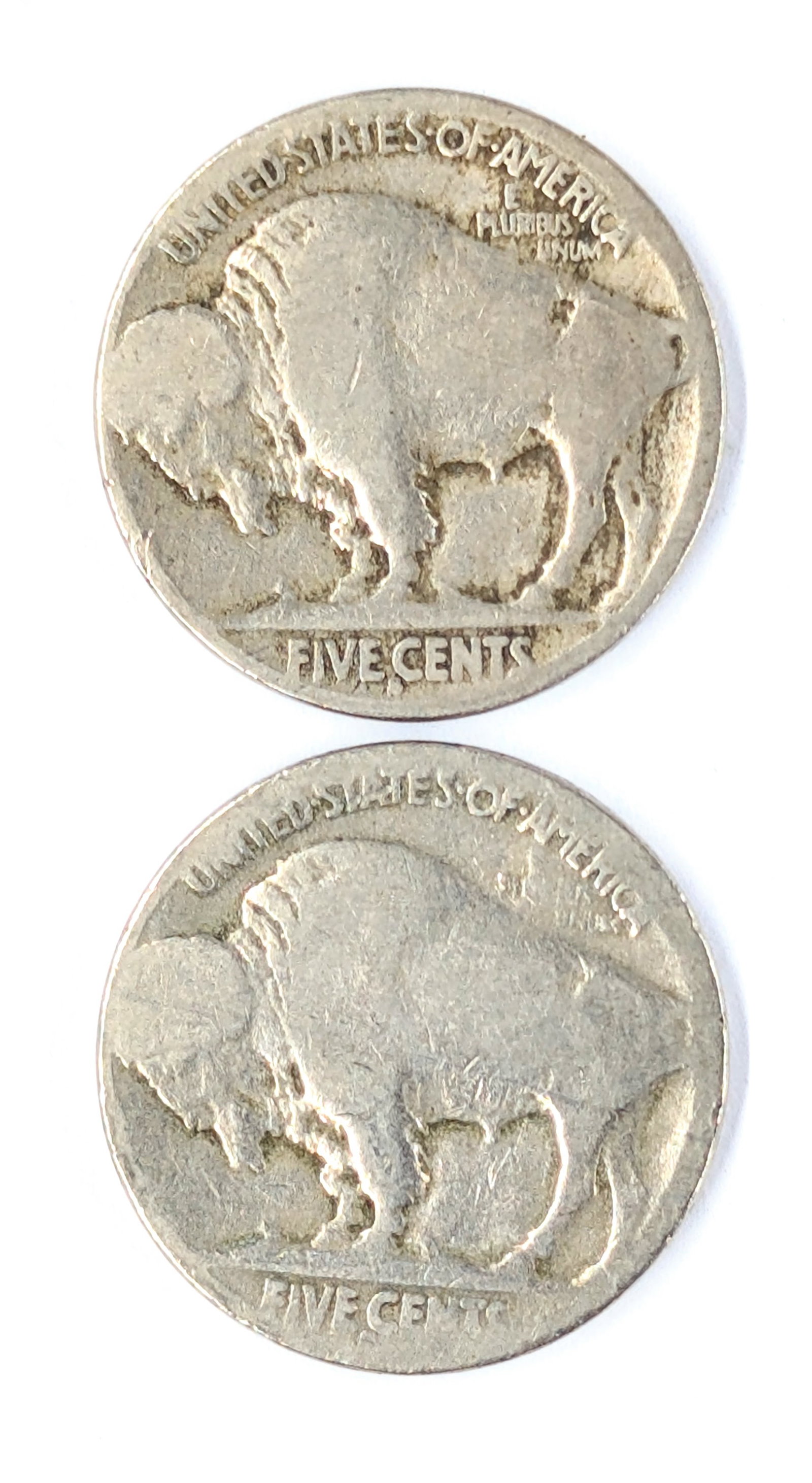 Lot of 2 Buffalo Head Nickels - 1916-S, 1917-S - 2