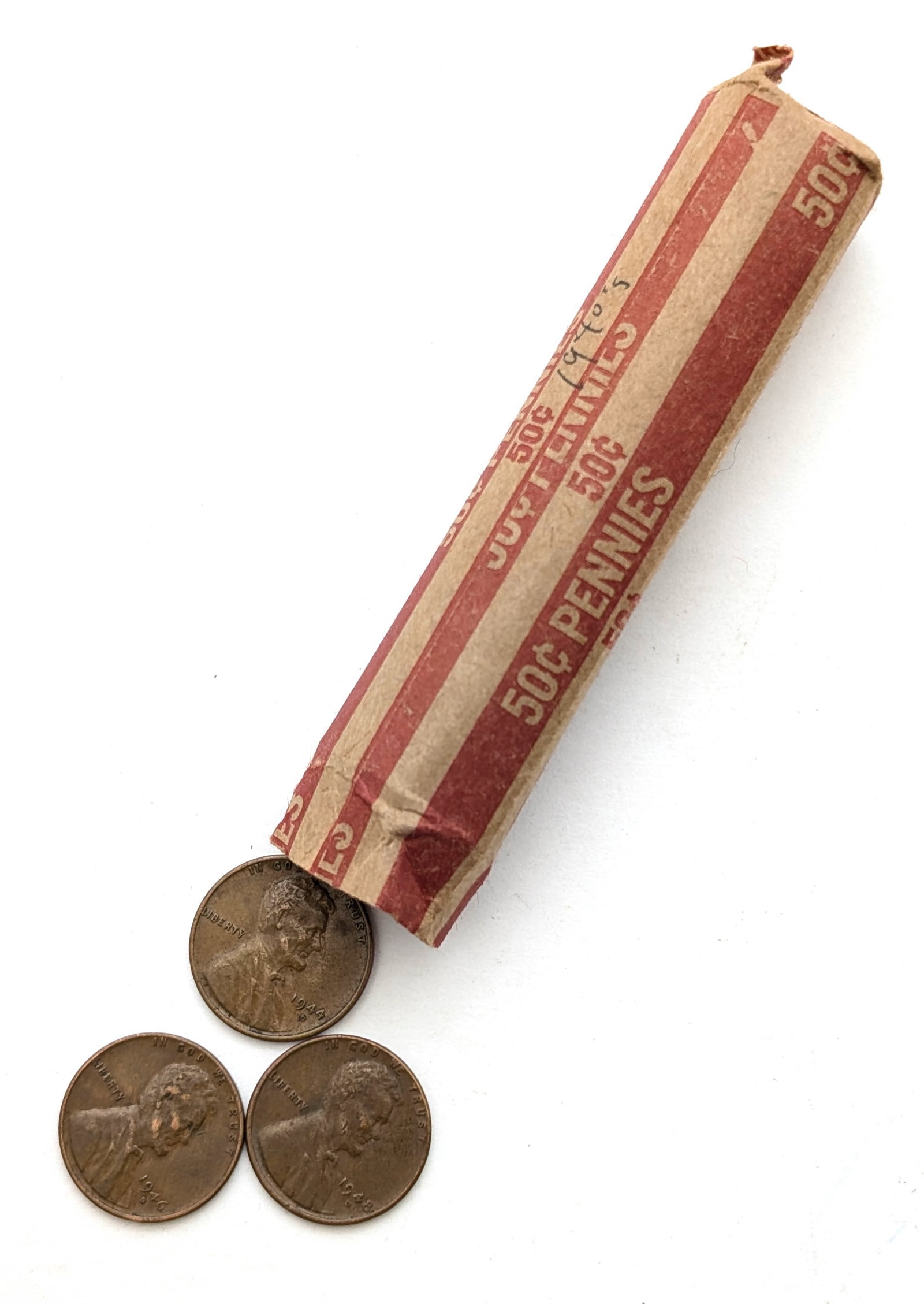 Roll of 50 Wheat Cents - Mixed dates 1940s: Coin