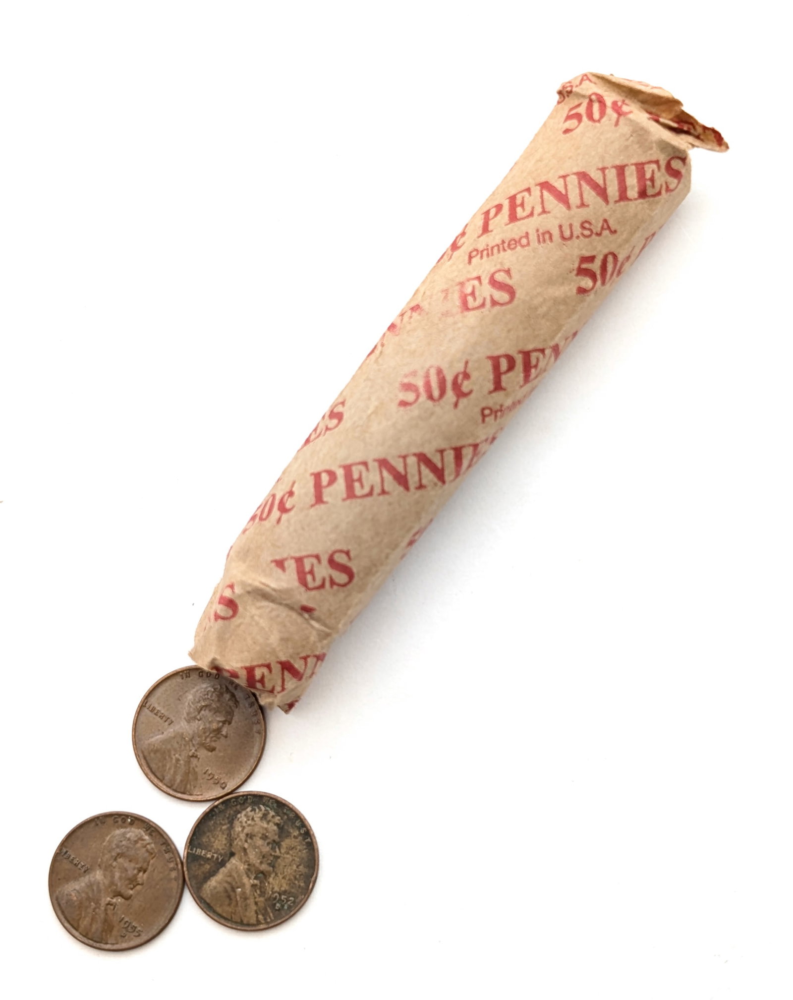 Roll of 50 Wheat Cents - Mixed dates 1950s: Coin