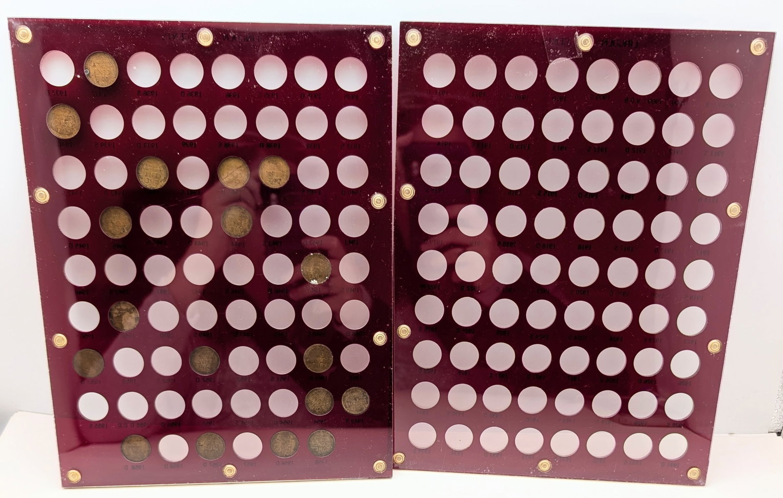 Lot of 2 Capitol Lincoln Cent Cases 1909-1958 w/ 18 Cents - 2