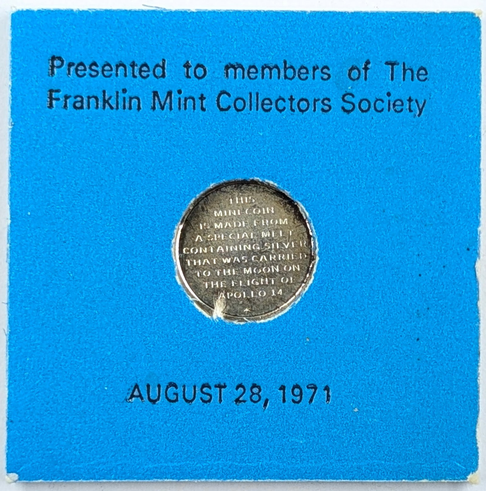Limited Edition Mini-Coin 10,000 Grains Silver from Apollo 14 Voyage to the Moon w/ COA - 2
