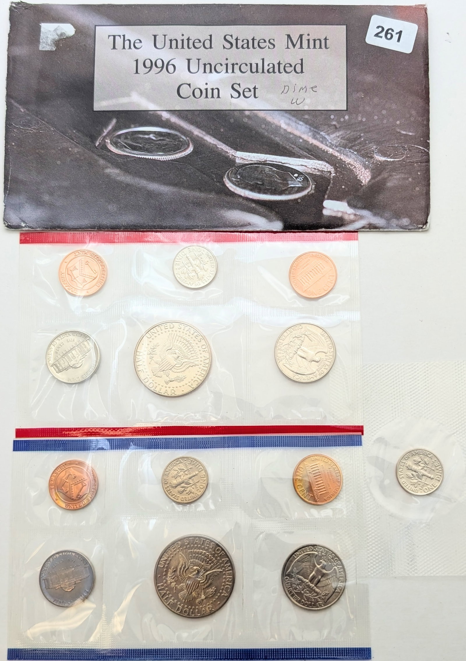 1996 US Mint Uncirculated Coin Set w/ 1996-W Dime - 2
