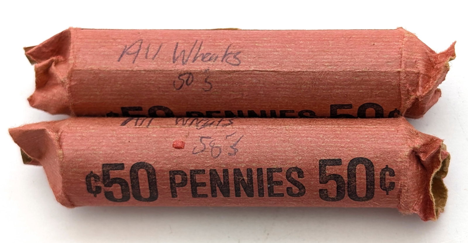 Lot of 2 Rolls of 50 (each) Wheat Cents - Mixed dates 1940s-1950s - 3