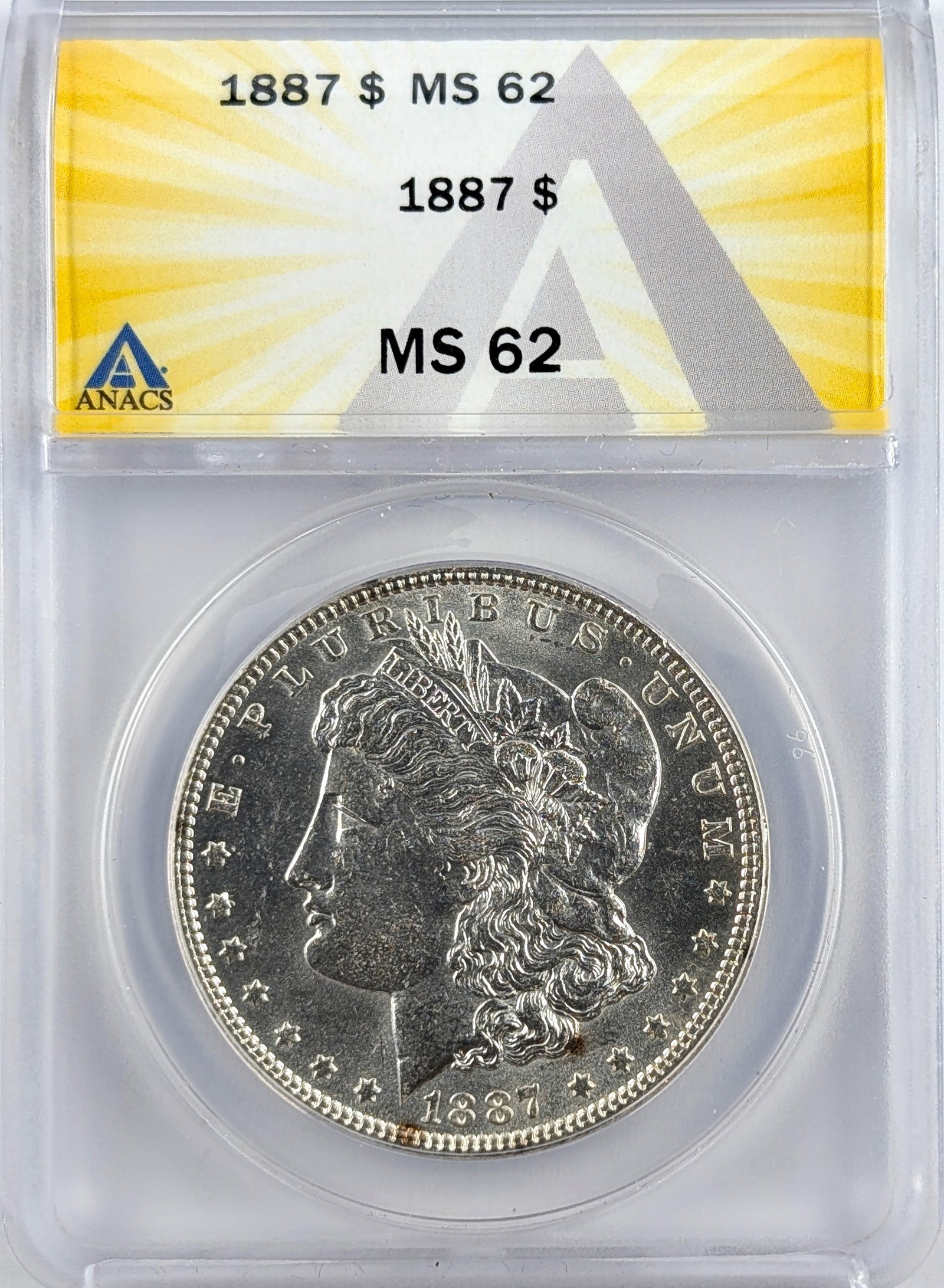 ANACS 1887 MS 62 Morgan Silver Dollar: Silver