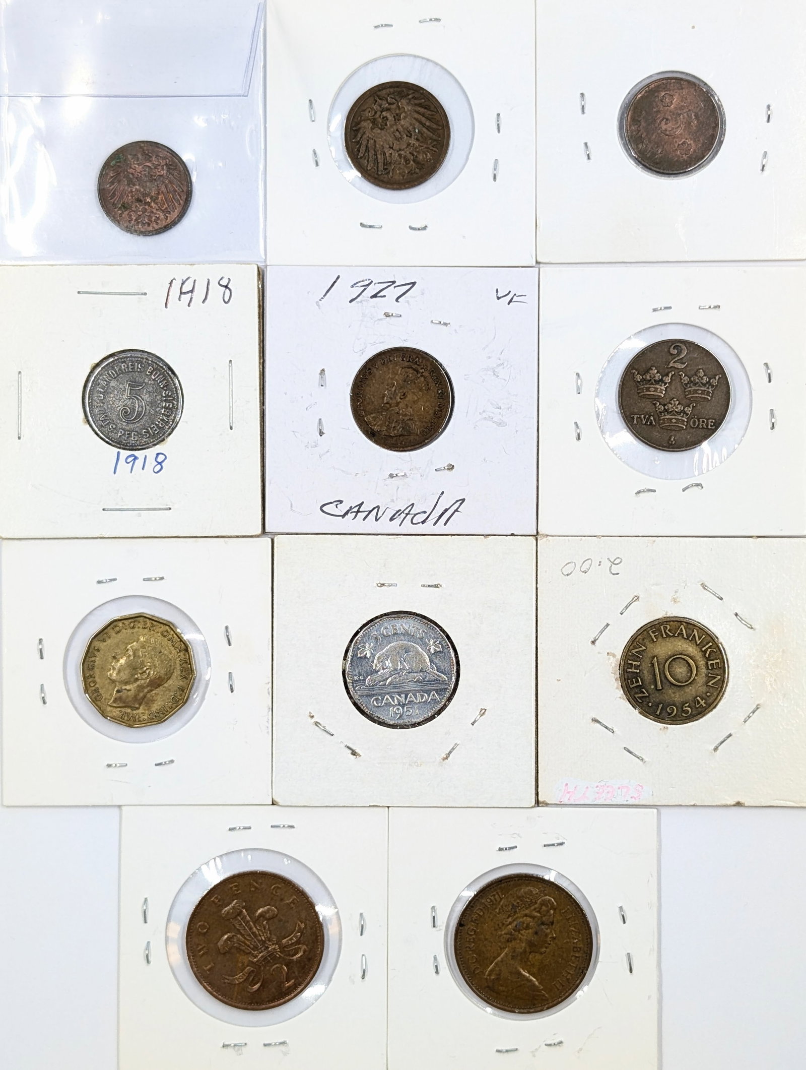 Lot of 11 Foreign Coins - German, Canadian, Great Britain, etc. - 2