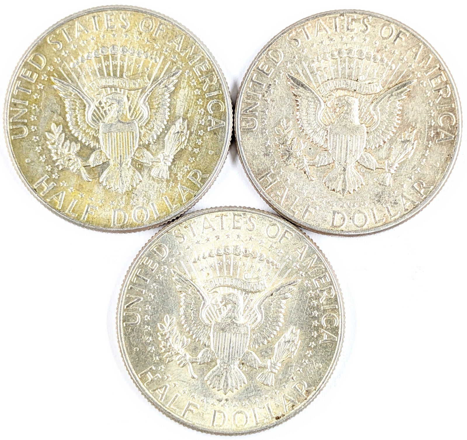 Lot of 3 Silver 1964 John F Kennedy Half Dollars - 2