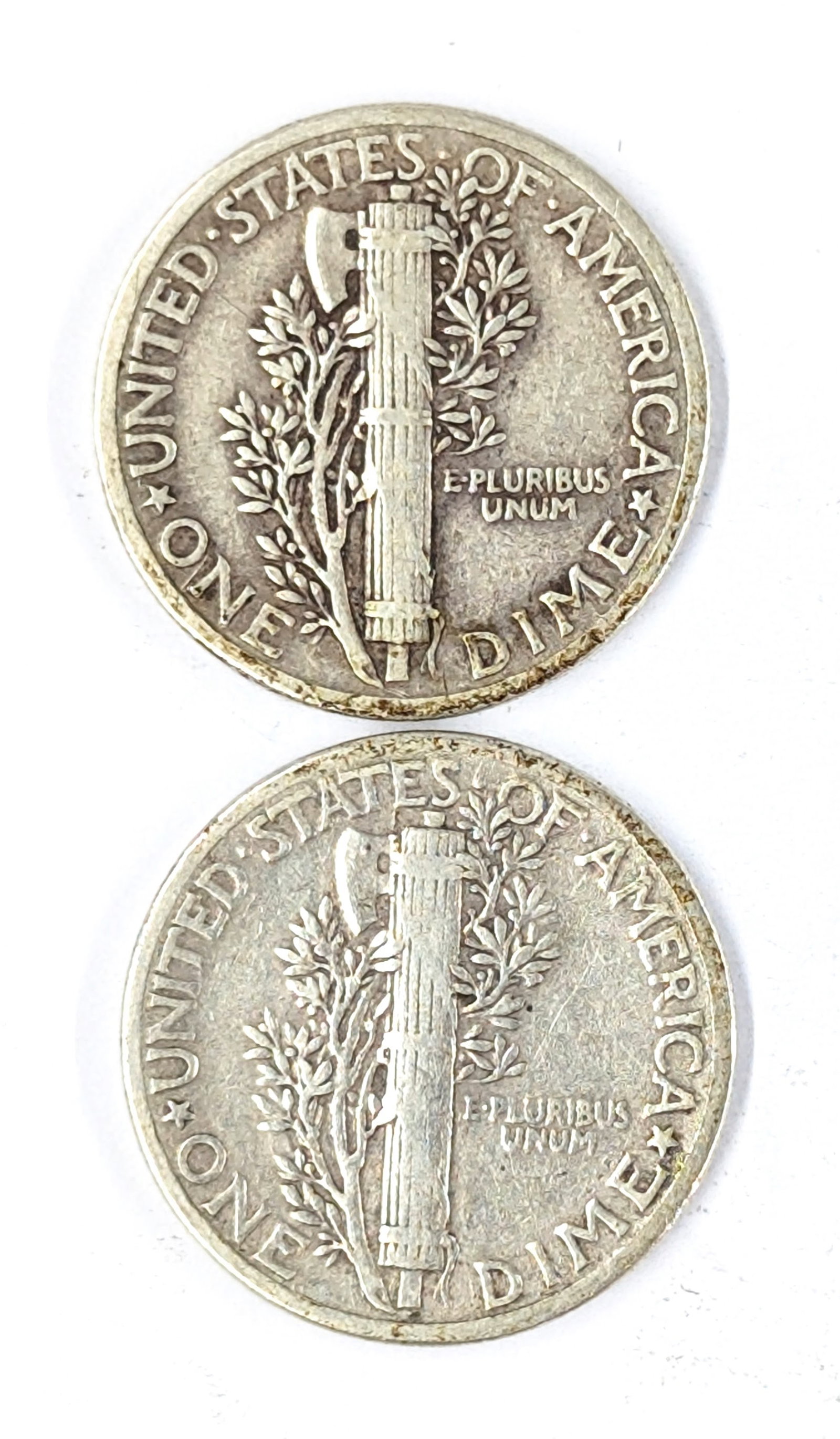 Lot of 2 Silver Mercury Dimes - 1938, 1939 - 2