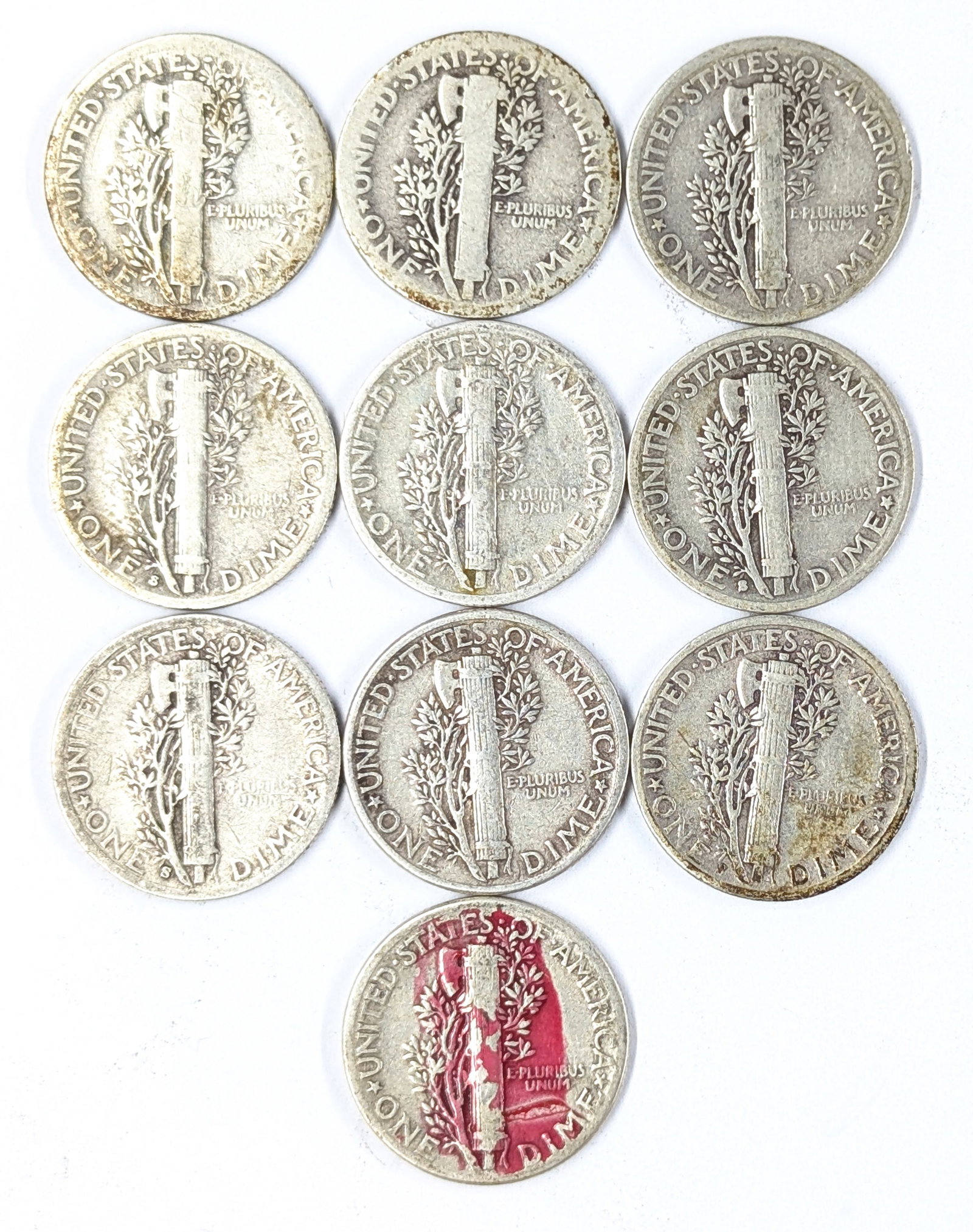 Lot of 10 Silver Mercury Dimes - 1919-1944 - 2