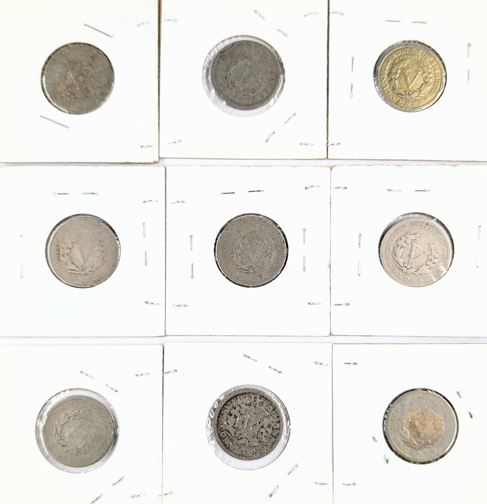 Lot of 9 Liberty V Nickels - 1906-1910 - 2