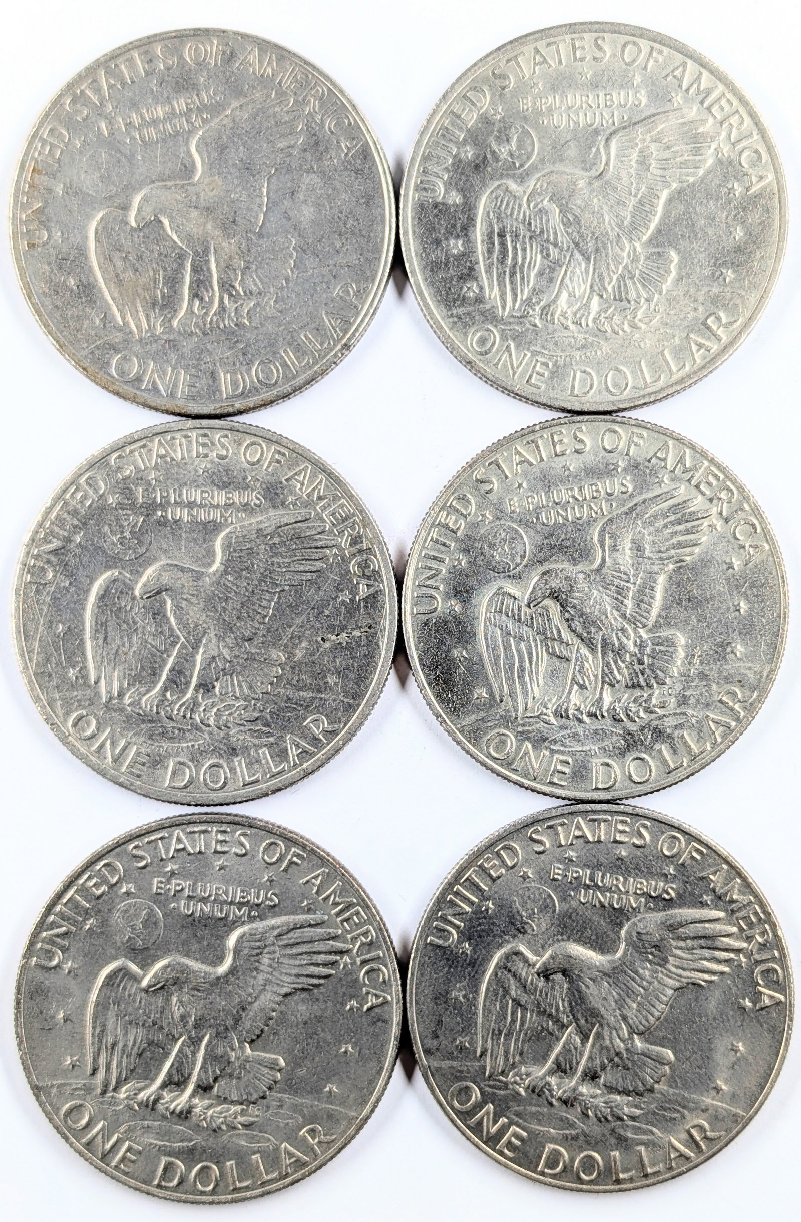 Lot of 6 Eisenhower "Ike" Dollars - 1971-1978 - 2