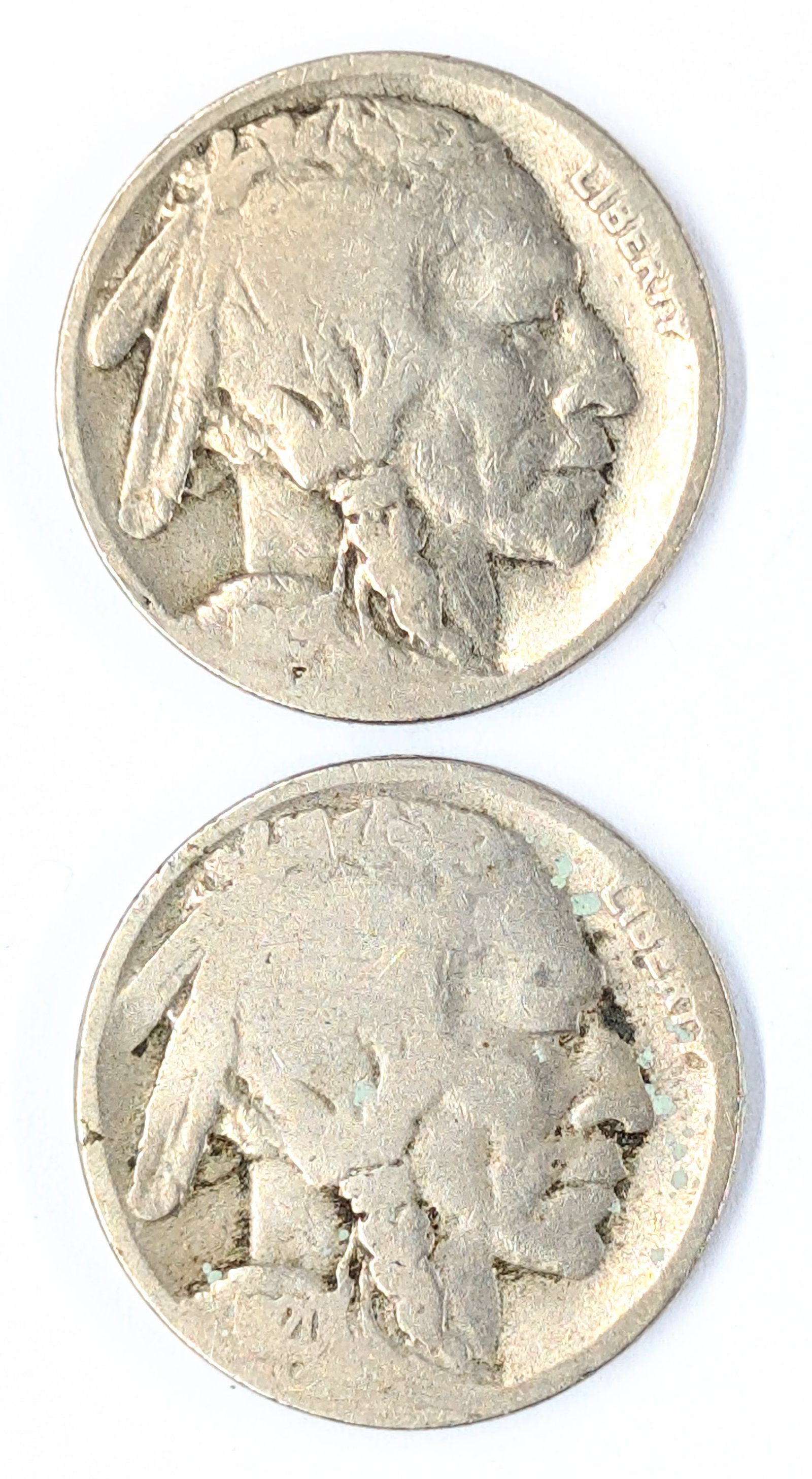 Lot of 2 Buffalo Head Nickels - 1919-D, 1920-D: Coin