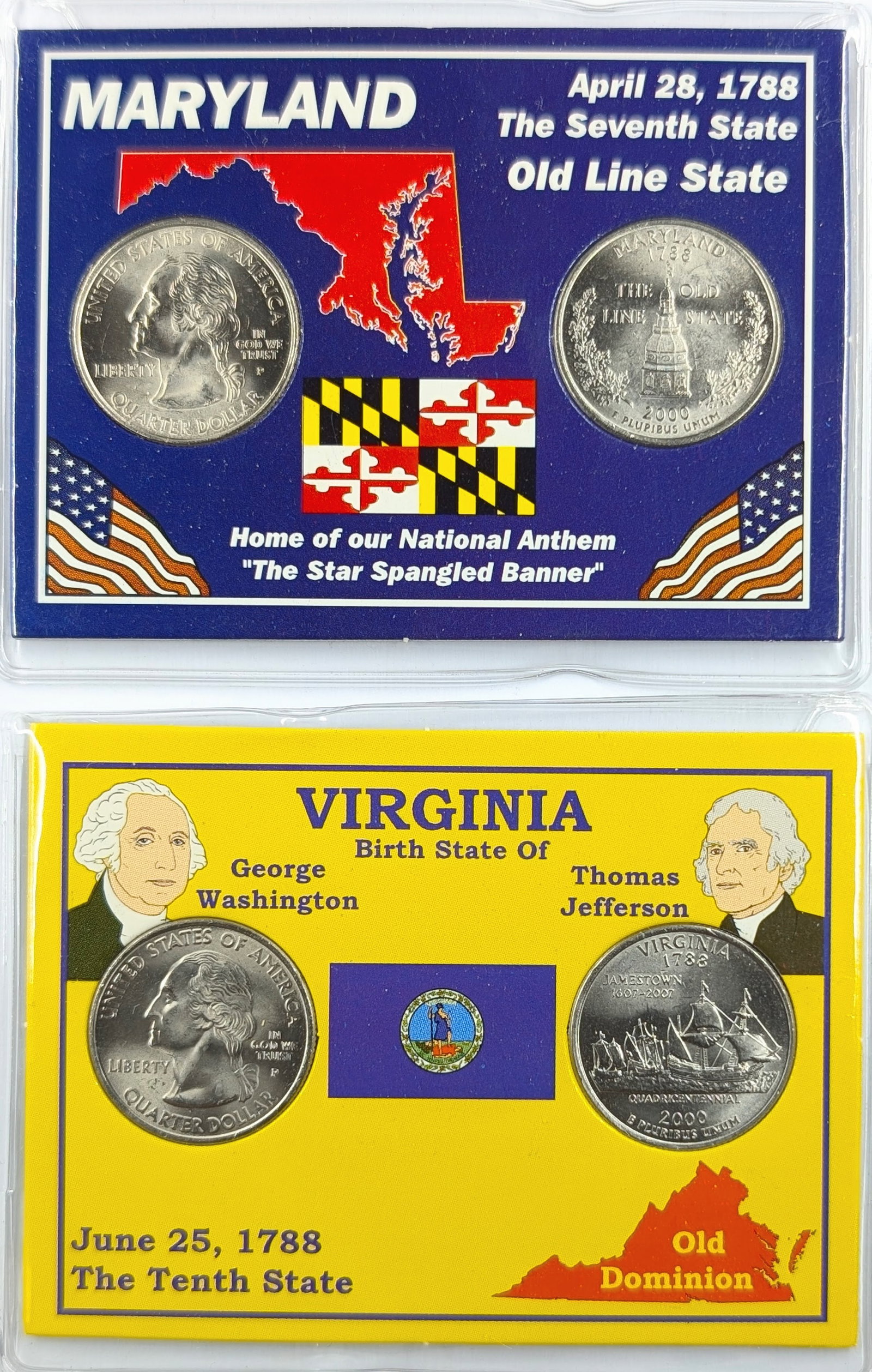 Lot of 2 State Quarter Sets- 2000 P/D Maryland & Virginia: Coin