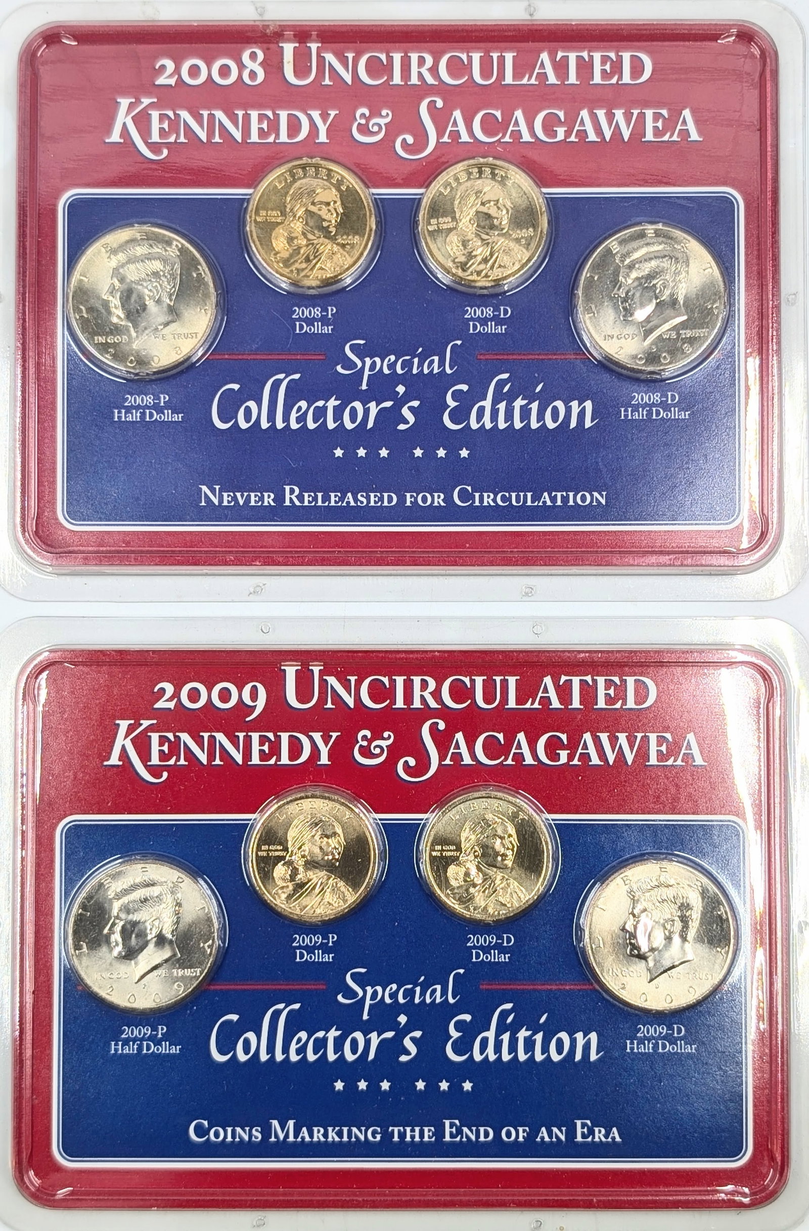 Lot of 2 - 2008 & 2009 Uncirculated JFK & Native American Special Collector's Edition: Coin