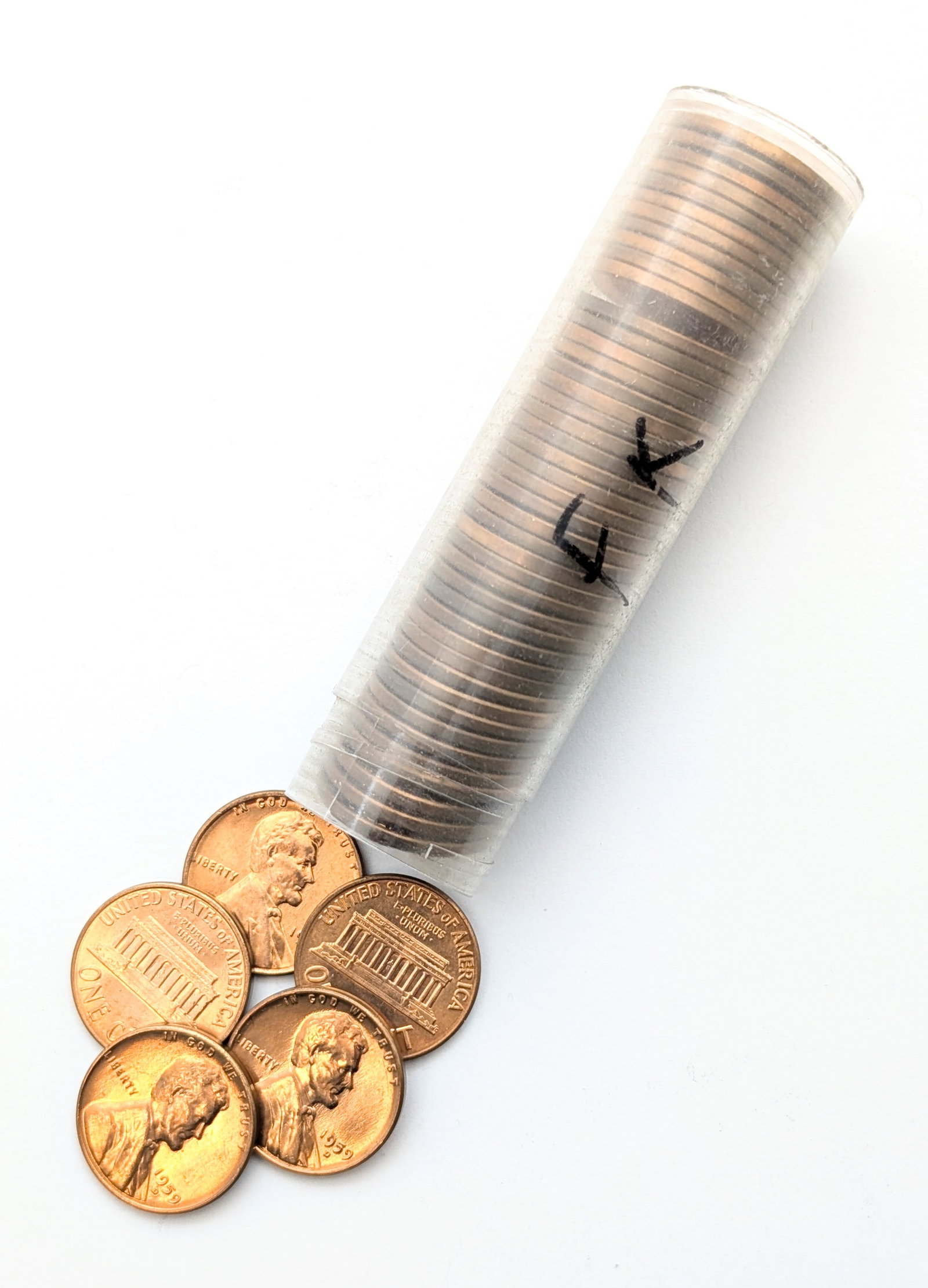 Tube of 50 Uncirculated 1959-D Lincoln Cents: Coin