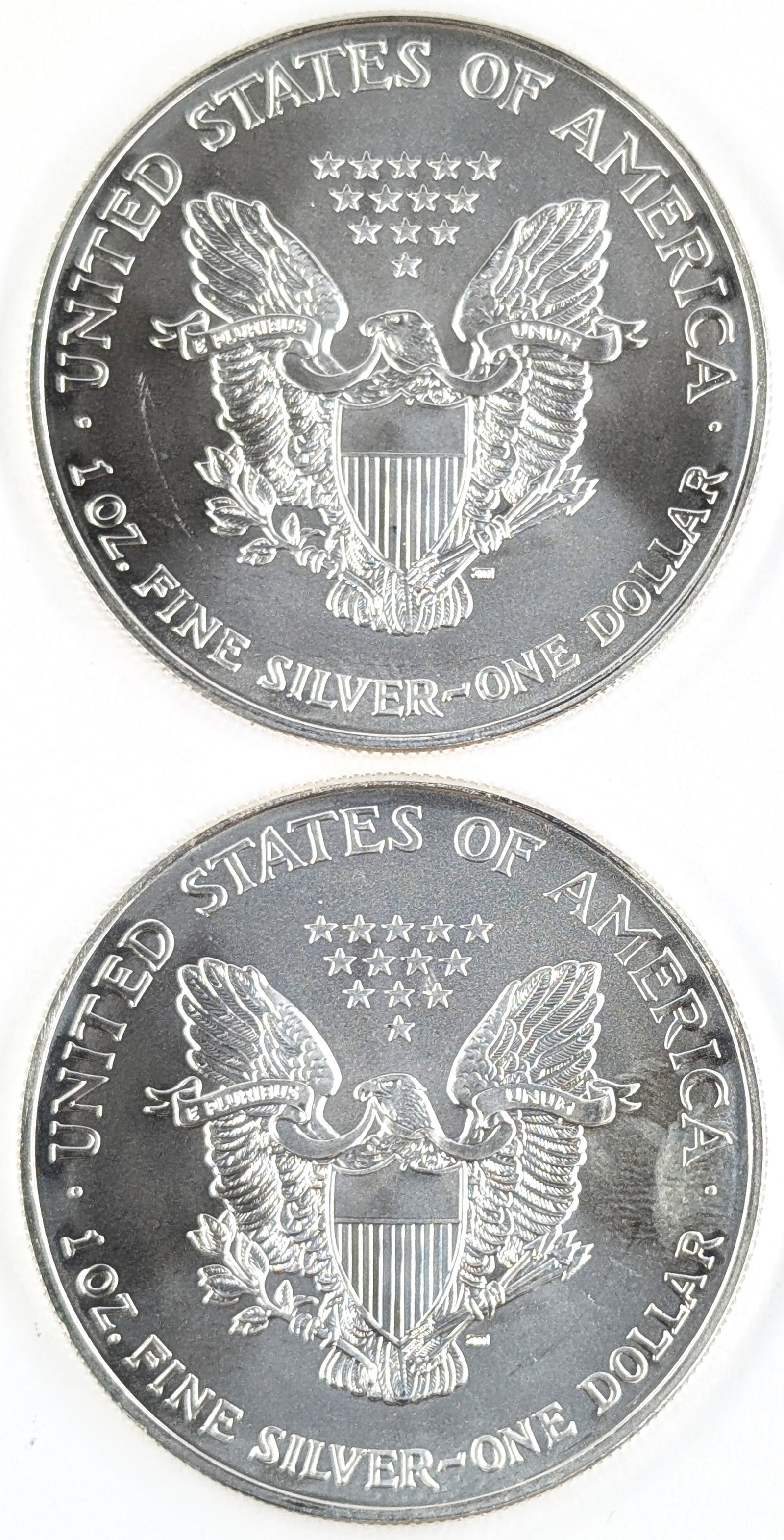 Lot of 2 American Silver Eagle Dollars- Both 2002 - 2