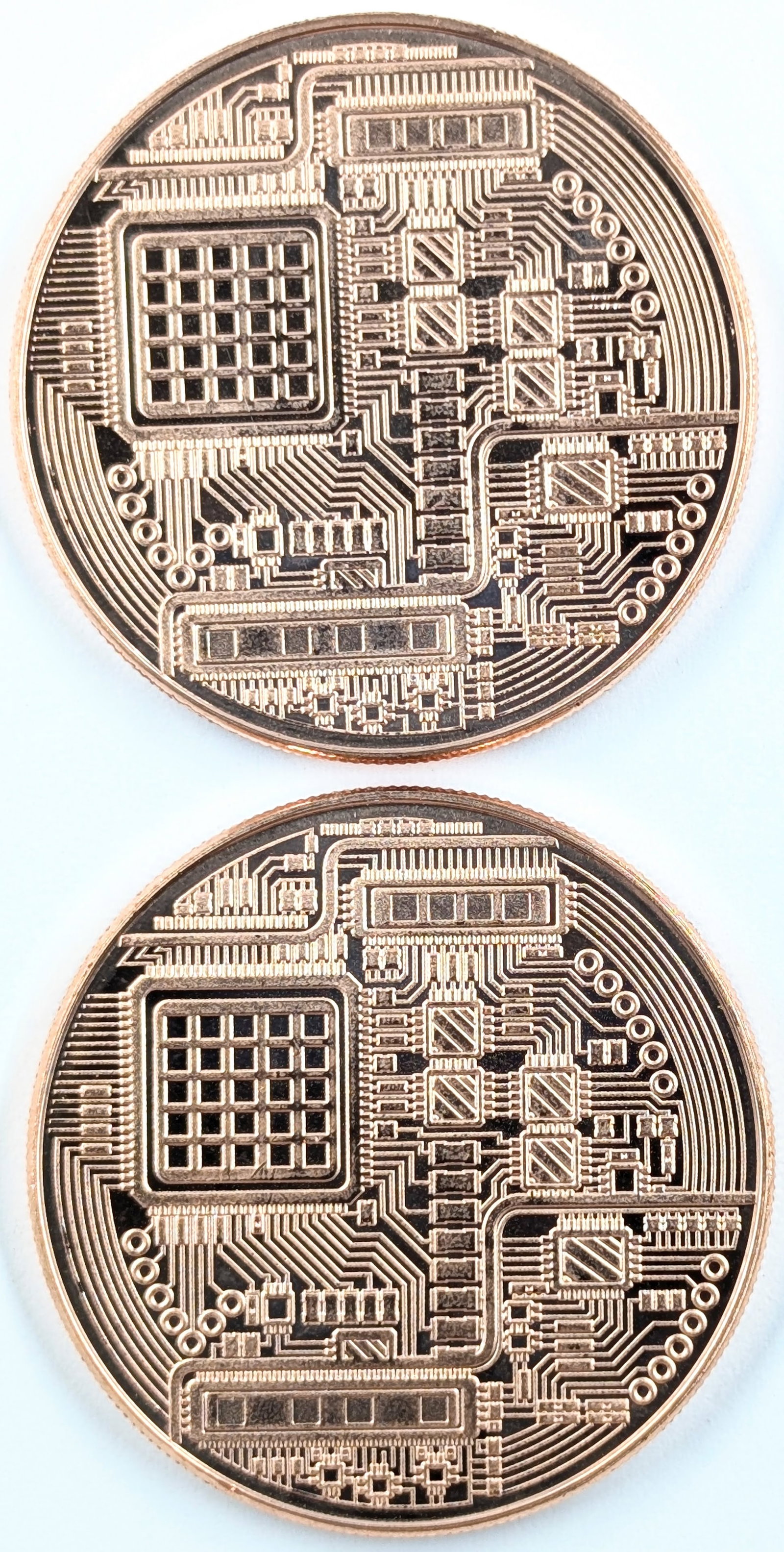 Lot of 2 - 1 Ounce (each) Fine .999 Copper Rounds - Bitcoin - 2