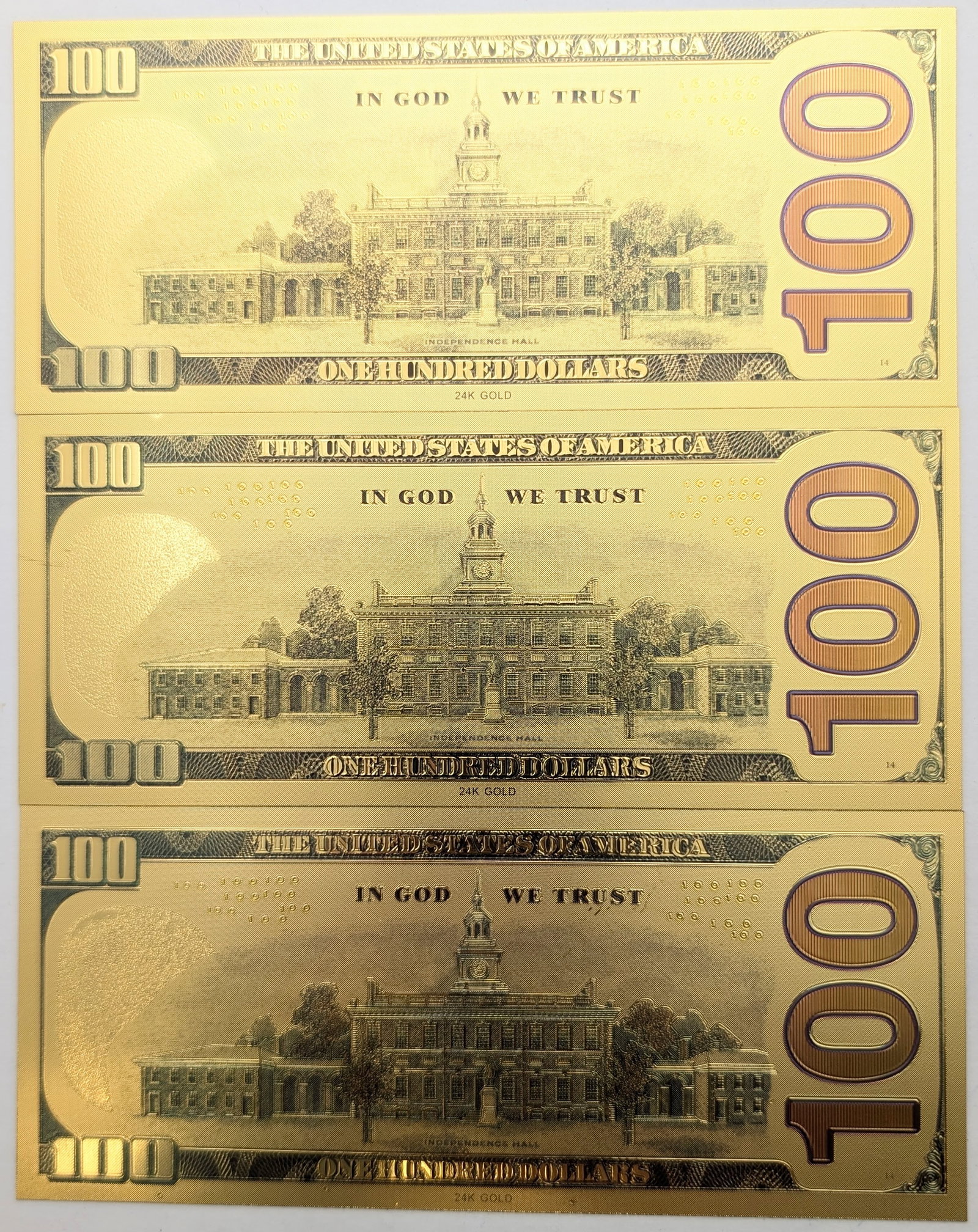 Lot of 3 Star Wars Gold foil $100 design - 2