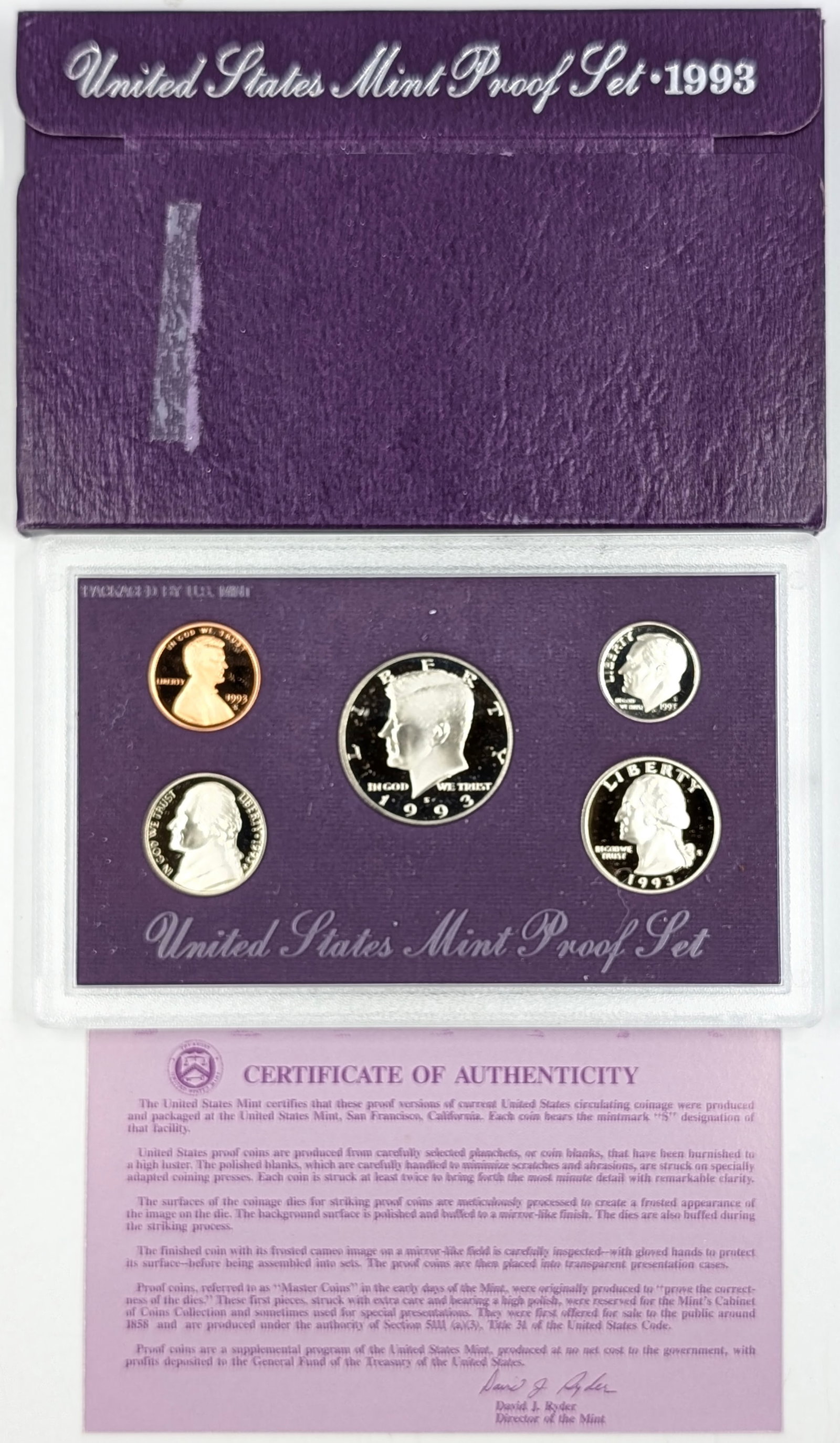 1993 US Mint Proof Set- w/COA: Coin