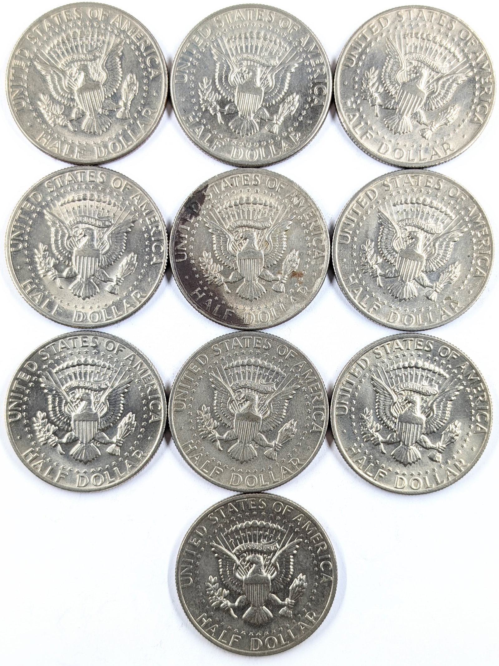 Lot of 10 John F Kennedy Half Dollars - 1971-1979 - 2