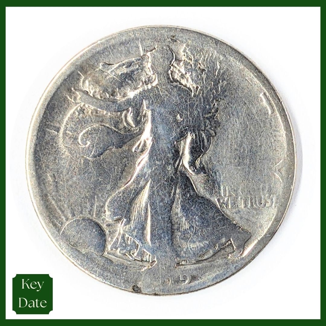 1919-D Silver Walking Liberty Half Dollar - KEY Date: Silver