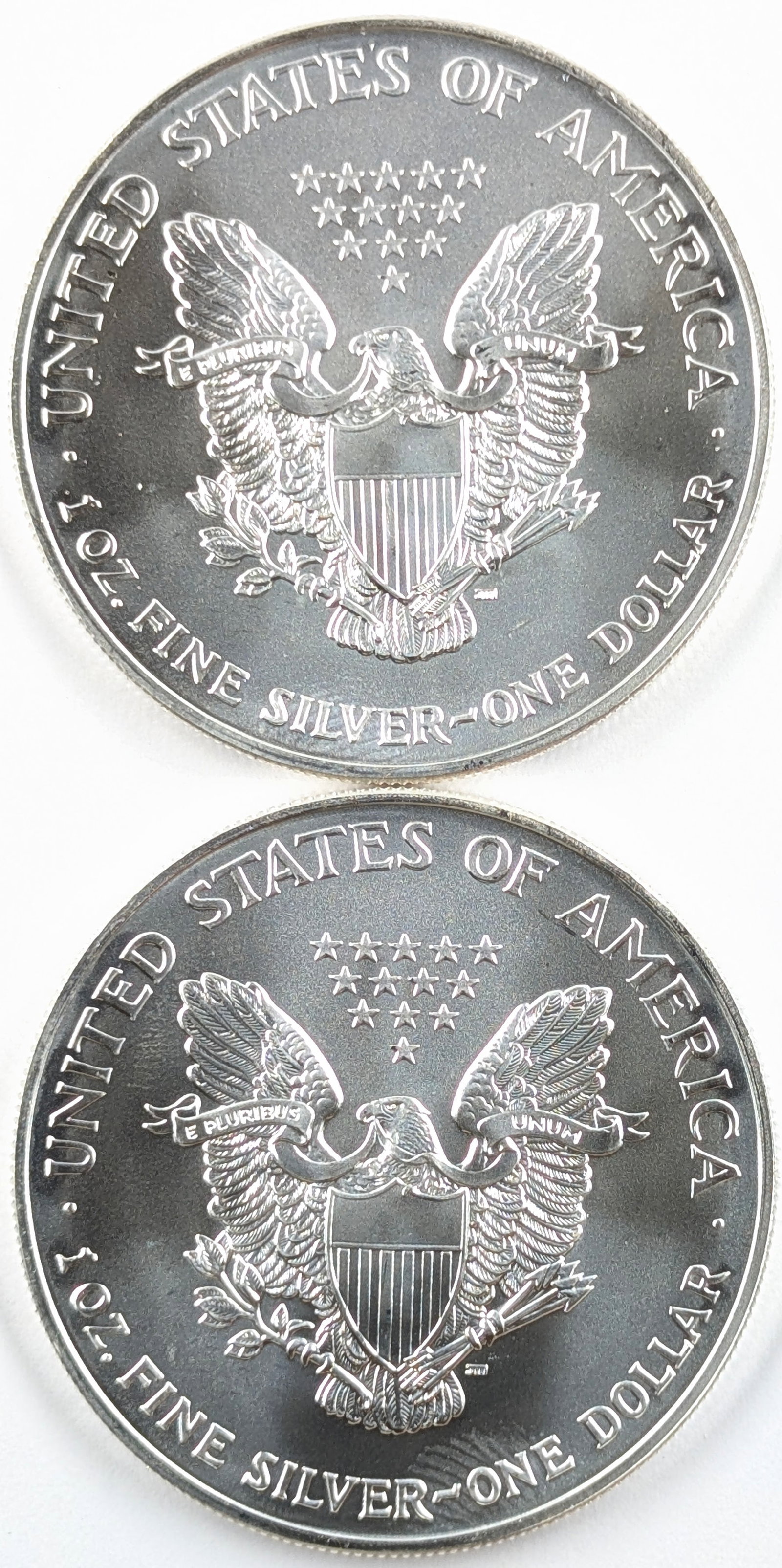 Lot of 2 - 2002 American Silver Eagle Dollars - 2