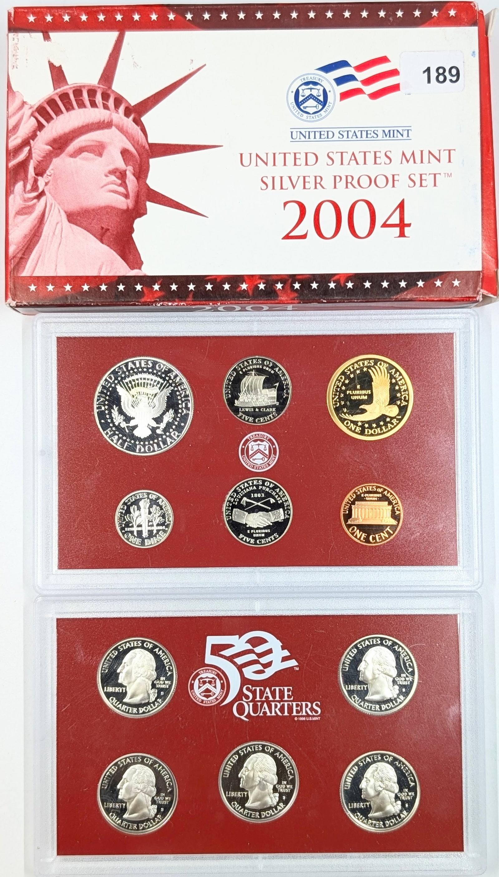 2004 Silver US Mint Proof Set w/ Silver Half, Quarters & Dime w/ COA - 2