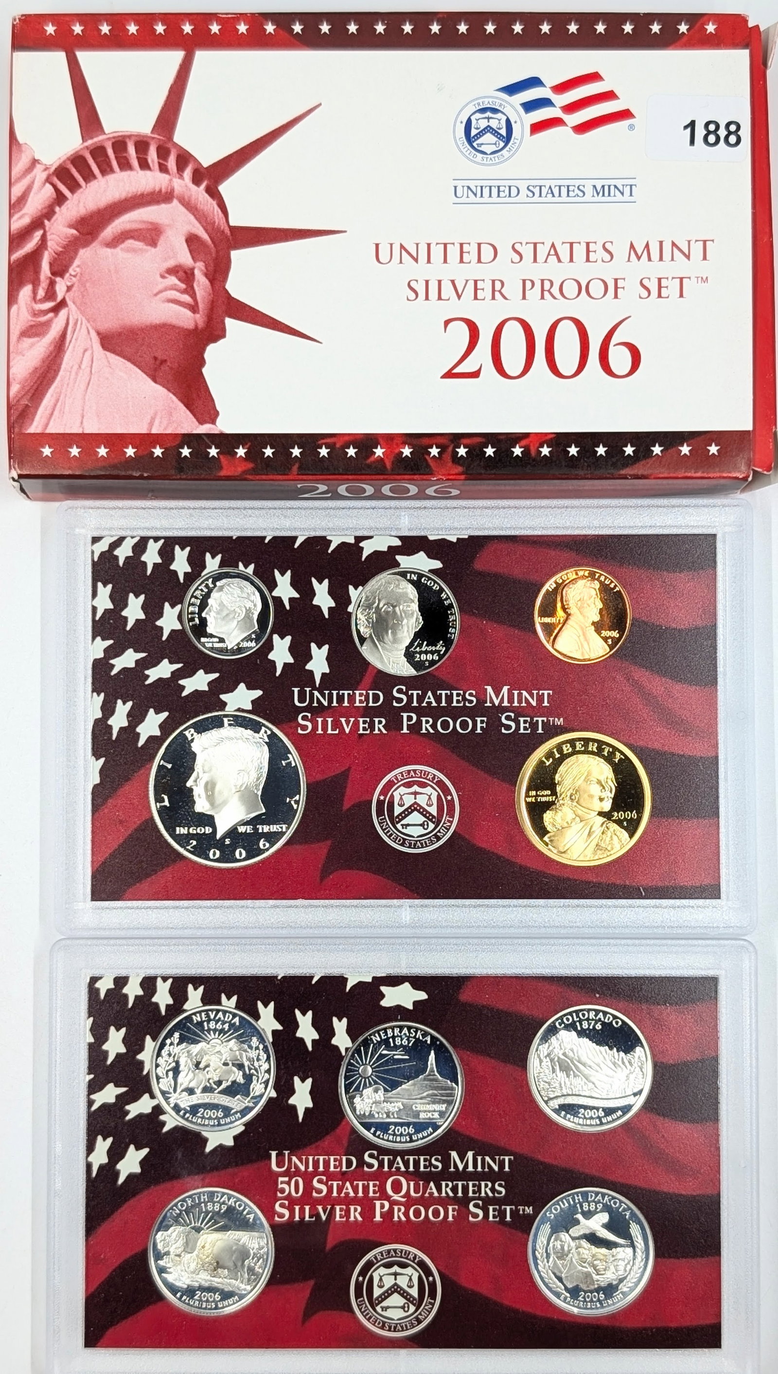 2006 Silver US Mint Proof Set w/ Silver Half, Quarters & Dime w/ COA: Silver