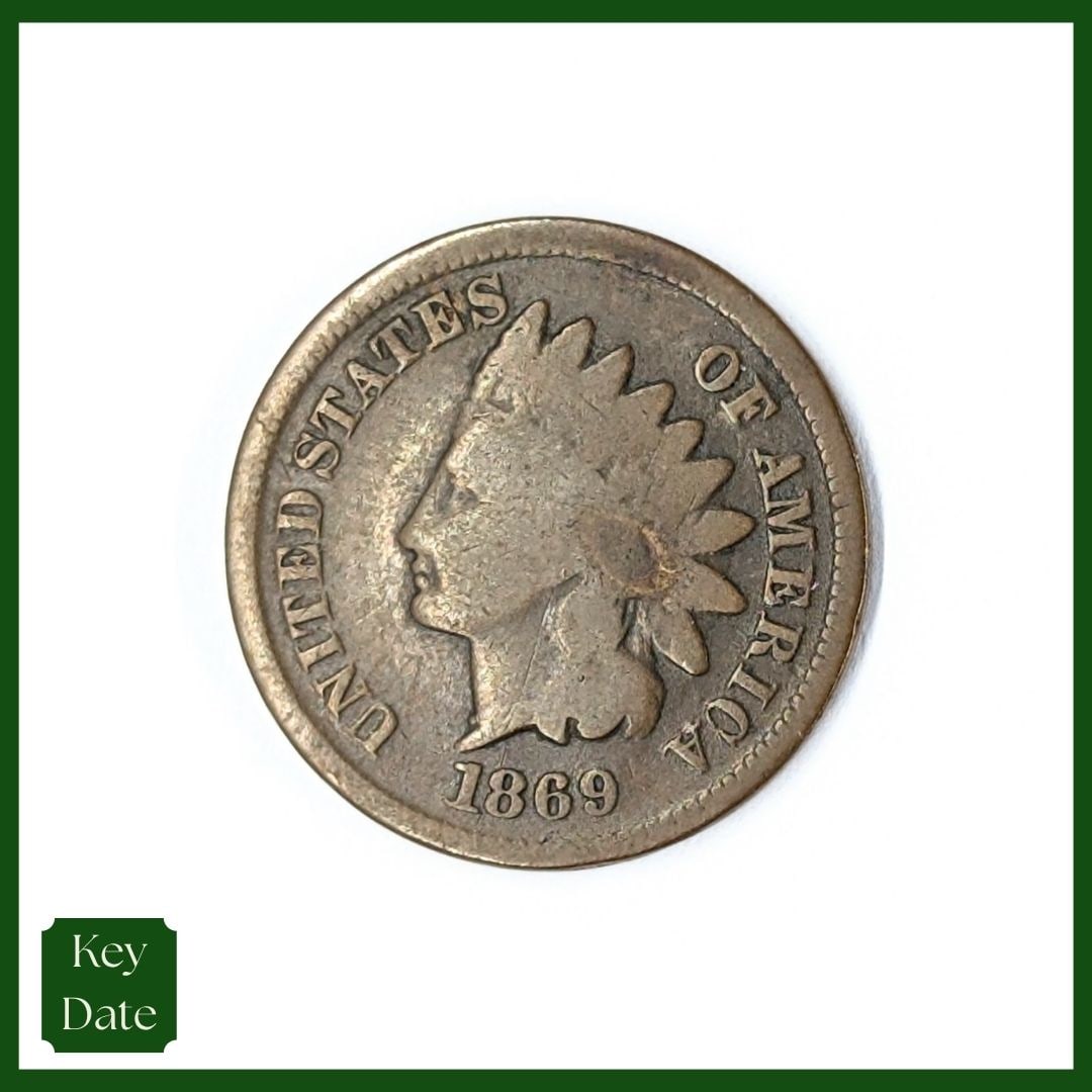 FEATURE 1869 Indian Head Cent - KEY Date: FEATURE