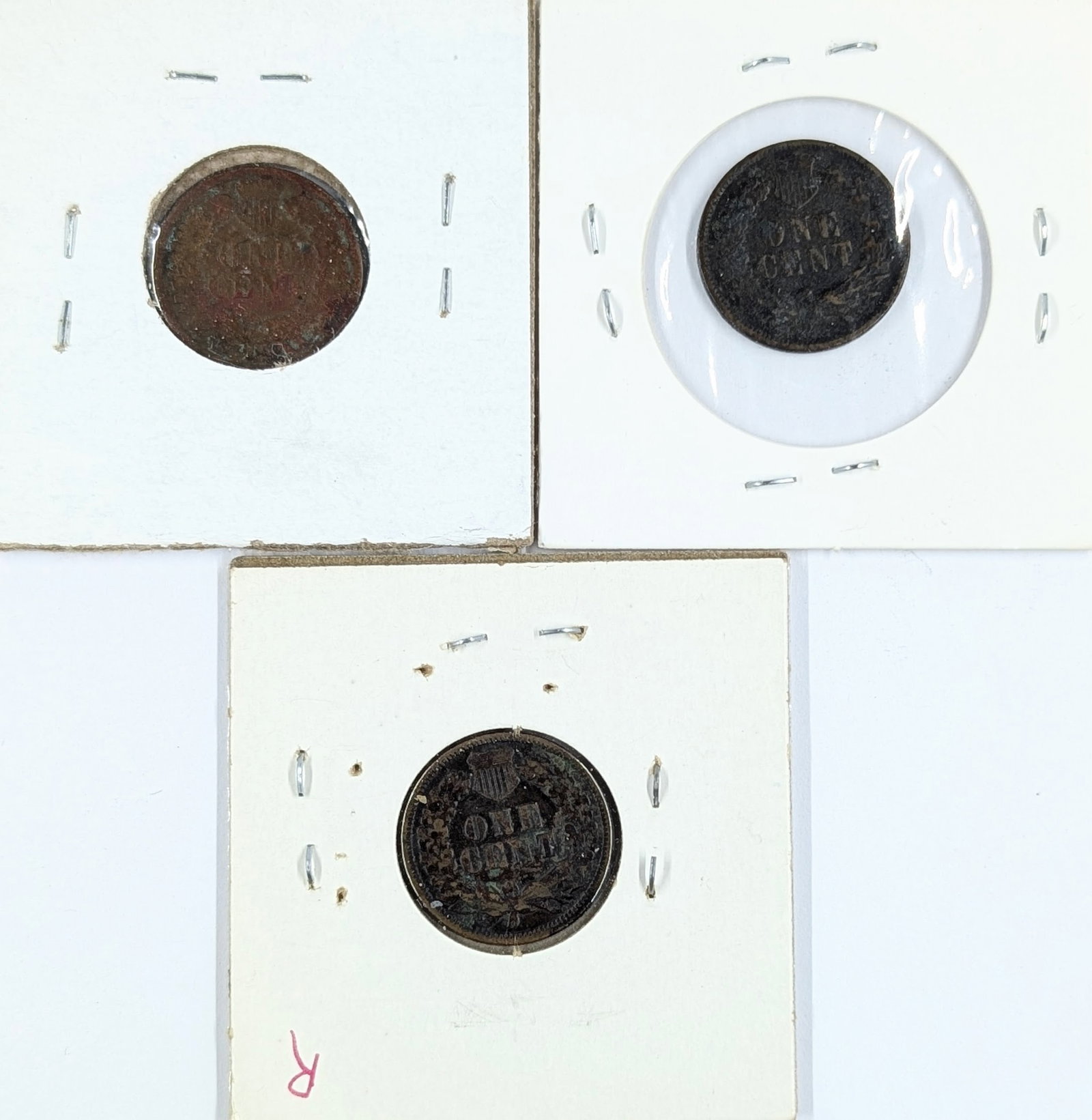 Lot of 3 Indian Head Cents - 1887, 1889, 1890 - 2